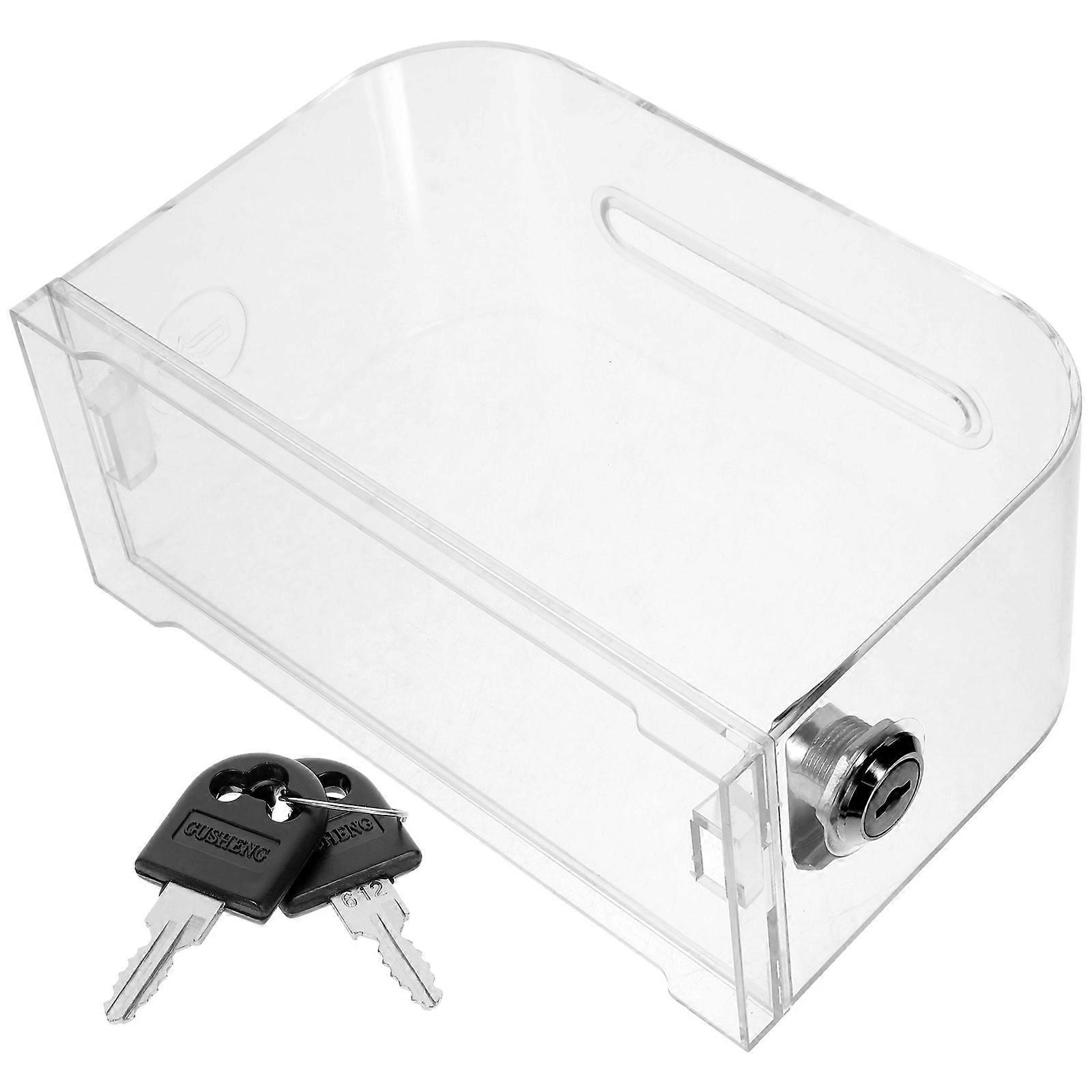 Acrylic Business Card Holder with Lock for Office Use Transparent Large Capacity Safe and 7.8x5.5x2.3 Inches