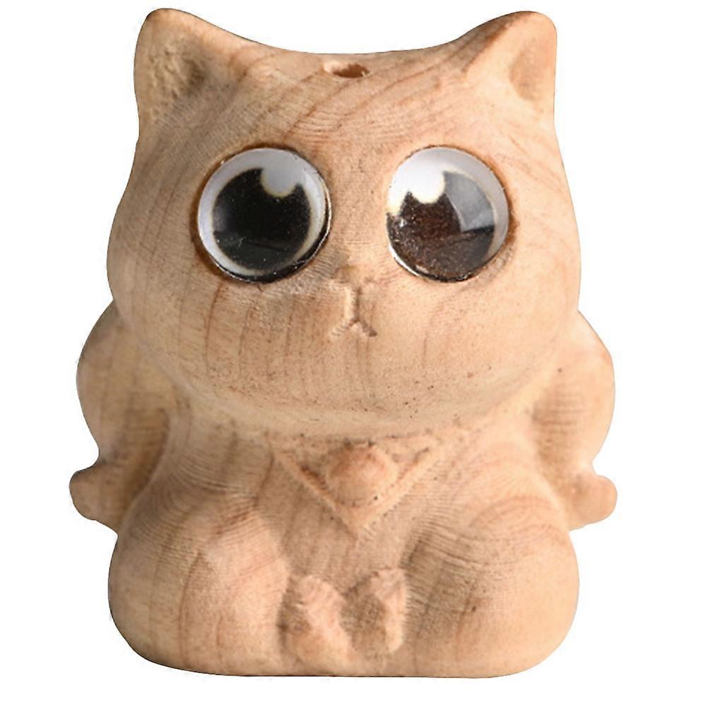 Wooden Cat Charm Pendant for Keychain DIY Home Use Light Brown 1 Pack