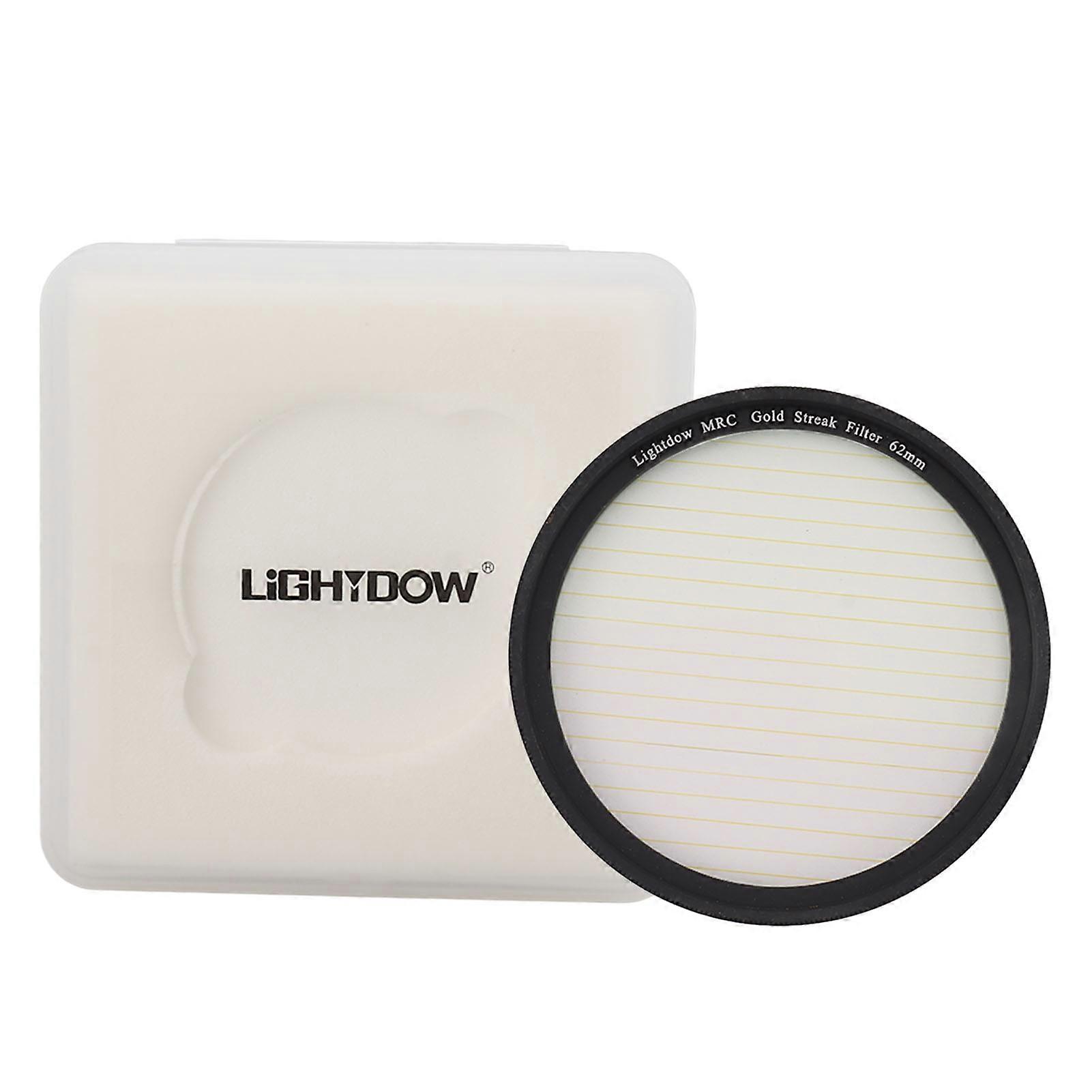 Gold Streak Filter Light Flare Effect Filter Optical Glass Camera Lens Filter with Case for Photography Nightshoot 62mm