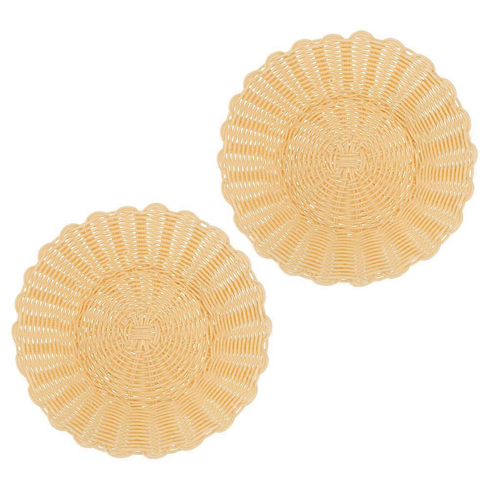 Small Baskets Woven Fruit Basket Bowls Households Khaki 18X18X7cm Wedding Basket 2Pcs