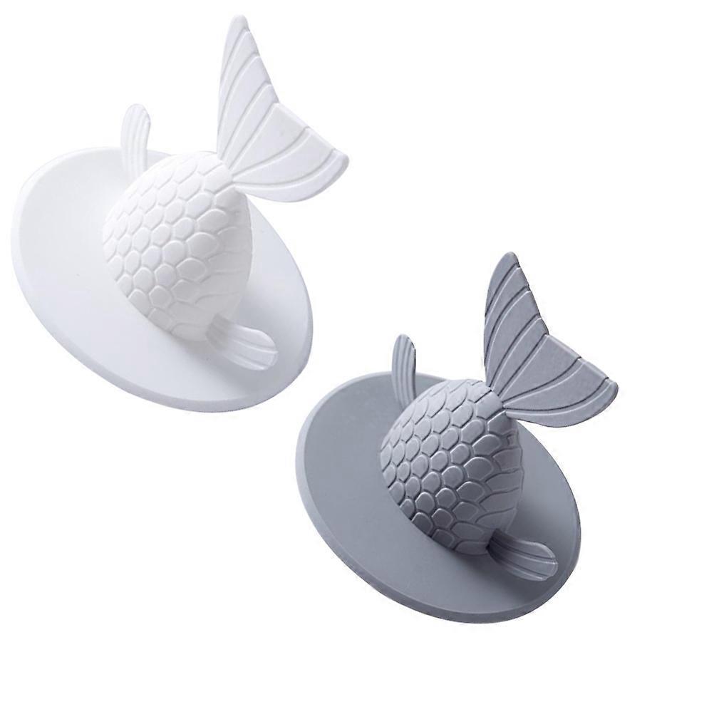 Bathroom Shower Drain Cover Cockroach Blocker Fishtail Plug White TPR 2Pcs For Kitchen Sink