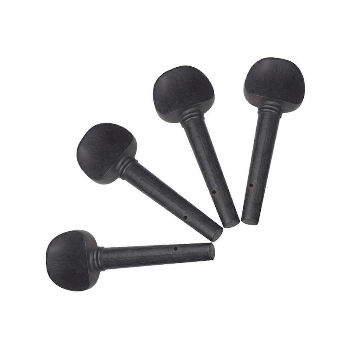 Wooden Tuning Pegs Set of 4 for Violin and Cello, Serrated Design, Bamboo, Black, Size 5X1.7X0.5cm