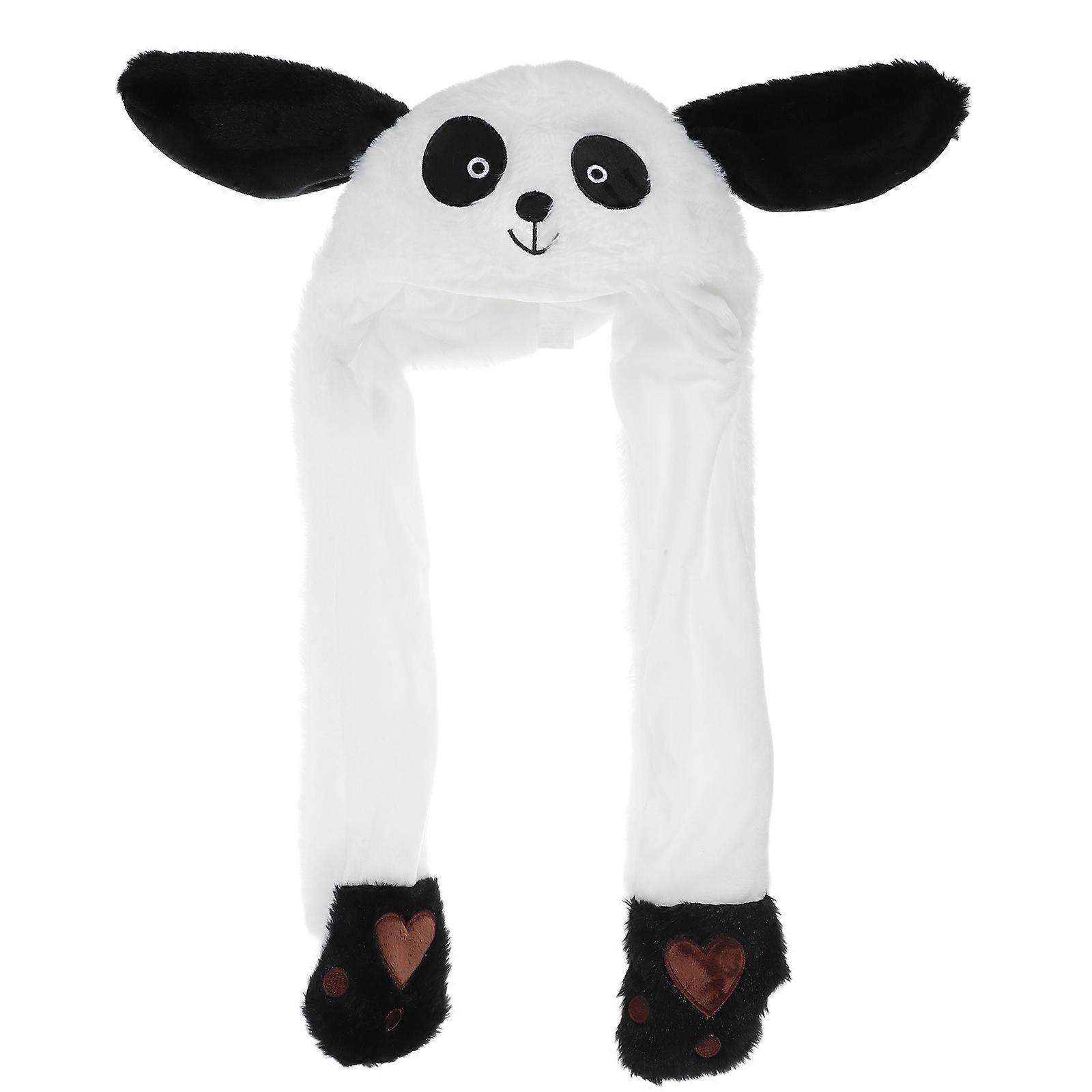 1pc Lovely Panda Moving Ears Hat Creative Ear Jumping Plush Cartoon Hat