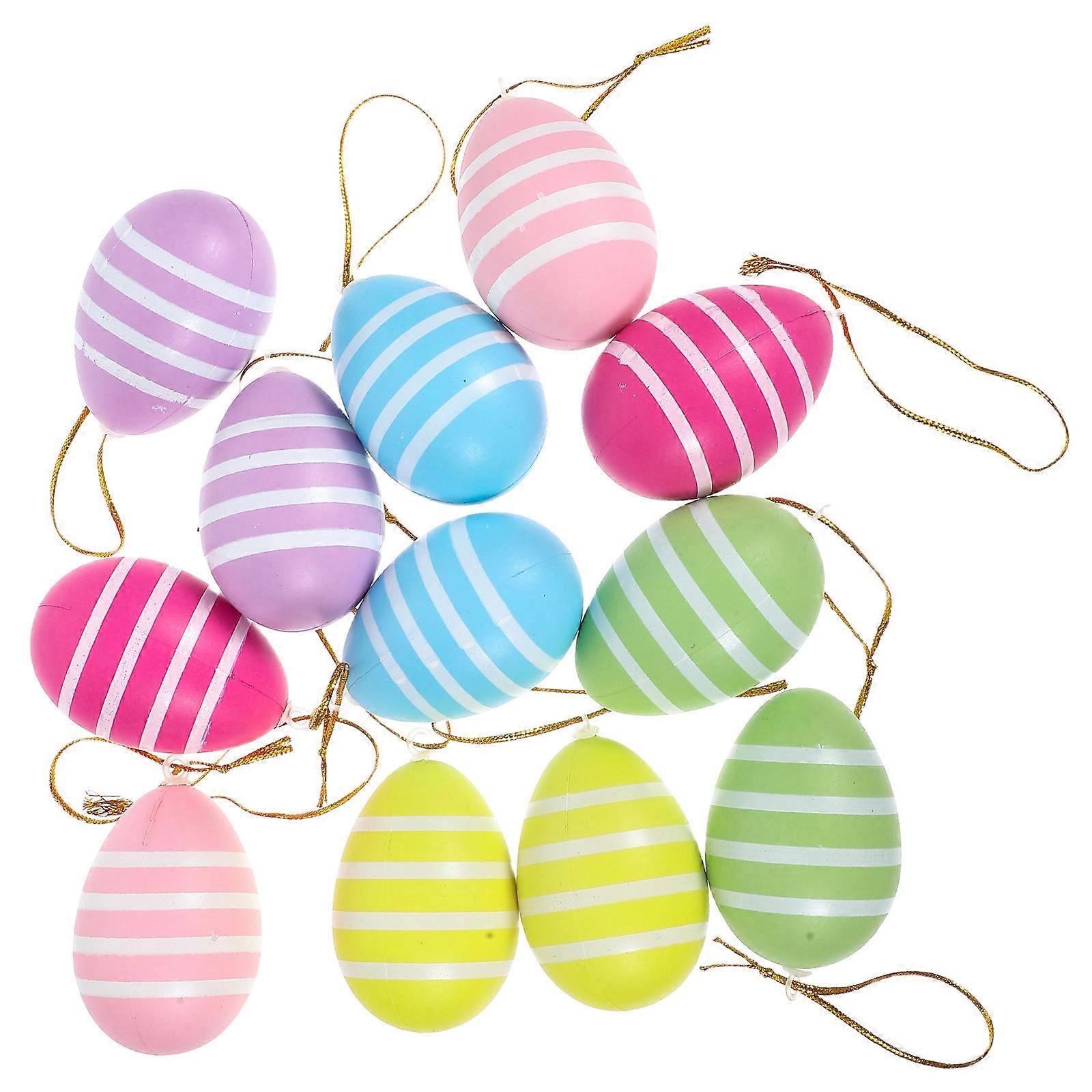 12Pcs Egg-Shaped Easter Decorations Assorted Color For Home School Craft Events