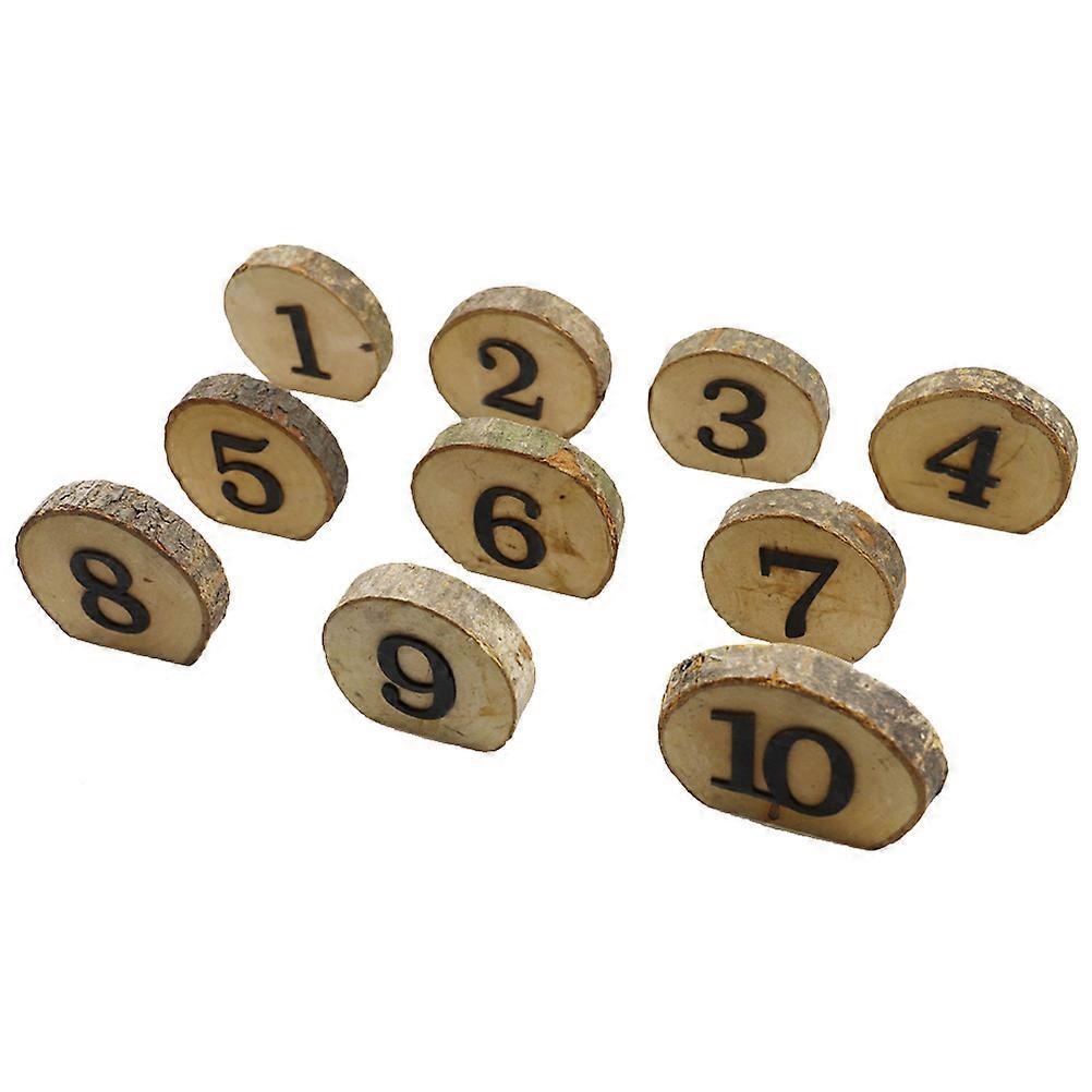Wood Table Numbers 1-10 For Cafe Organization Rectangular Multi 10Pcs