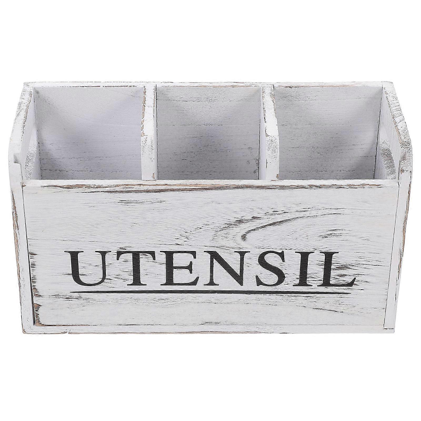 Wooden Utensil Basket, Functional Kitchen Organizer with Sturdy Construction