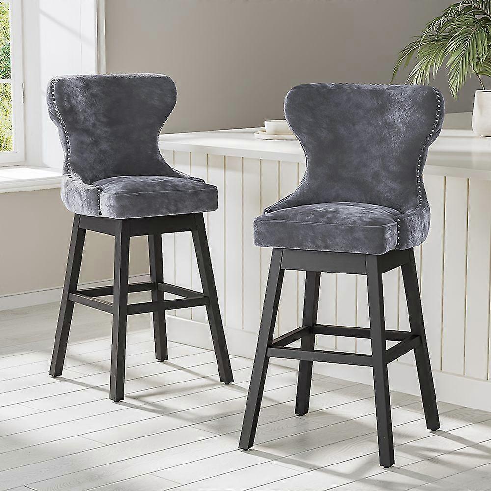 2PC Modern Counter Height Swivel Bar Stools,Dark Grey