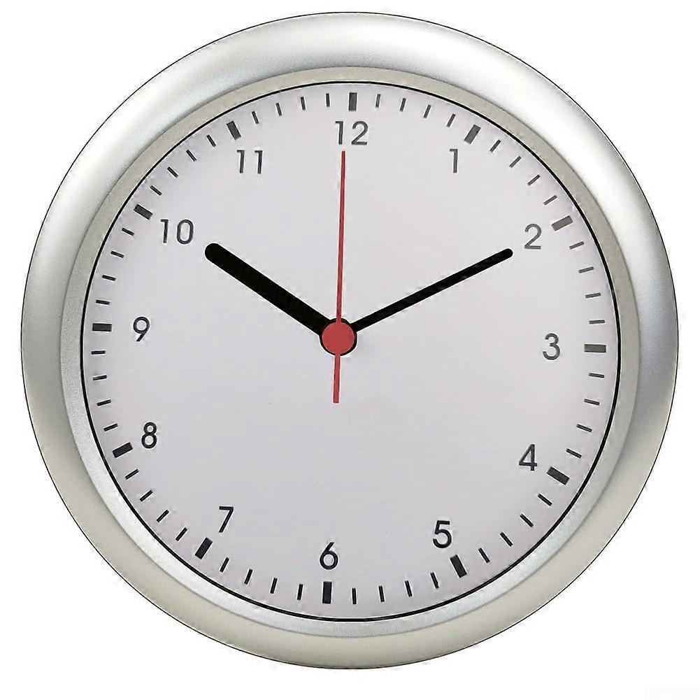 17.2 cm Waterproof Wall Clock No-Drill Installation Self-Suction Mount Dustproof Plastic For Bath Or Office White