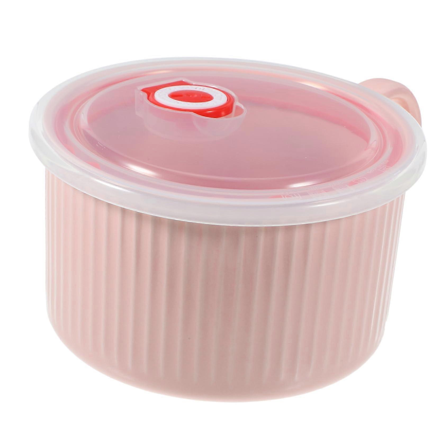 Ceramic Noodle Bowl with Handle and Lid for Various Pasta Types, MicrowaveSafe,  Food Container for Home and On the Go