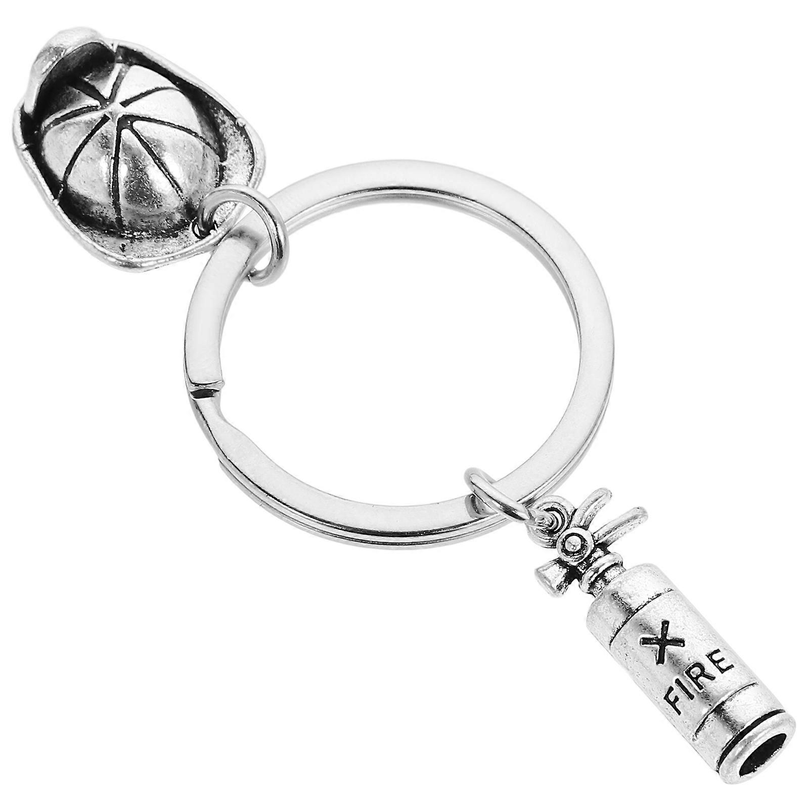 Fire Keychain Firefighter Keychain for Hanging Keys Silver Zinc Alloy