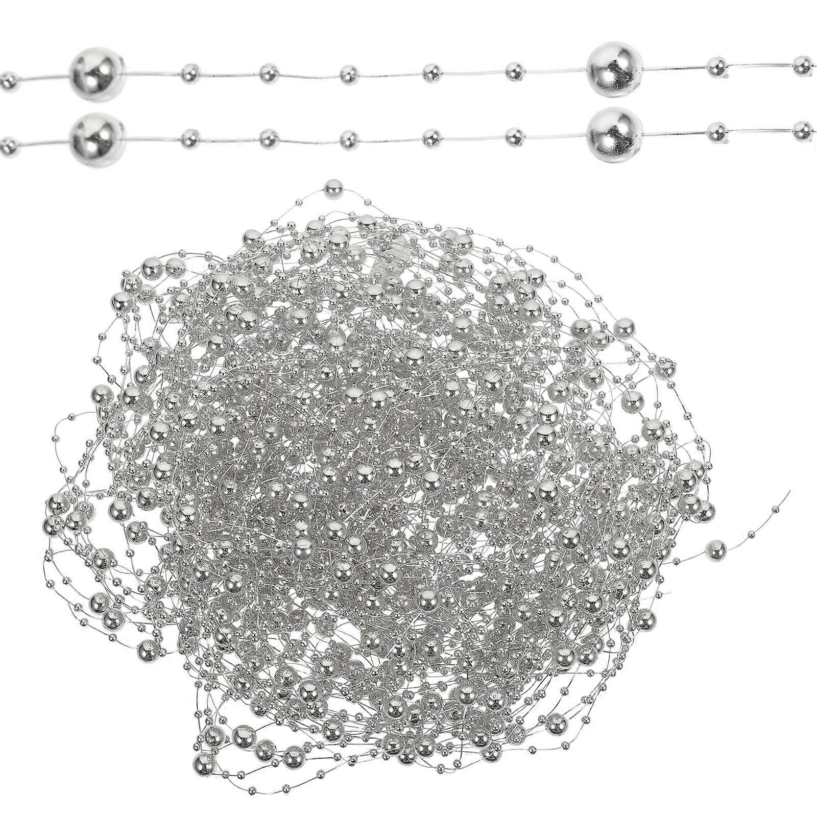 Silver Plastic Pearl Beads String for Decor Elegant Design Wedding Party Favors 30pcs