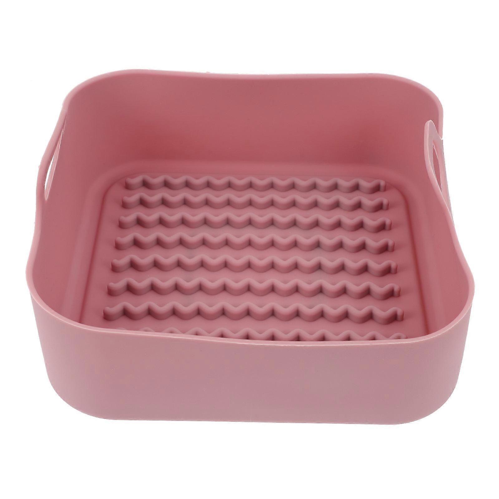 Thickened Silicone Air Fryer Basket Tray Non Stick Cooking Plate for Pizza, Eggs, Pancakes, and More Removable Baking & Cooling Rack for Kitchen