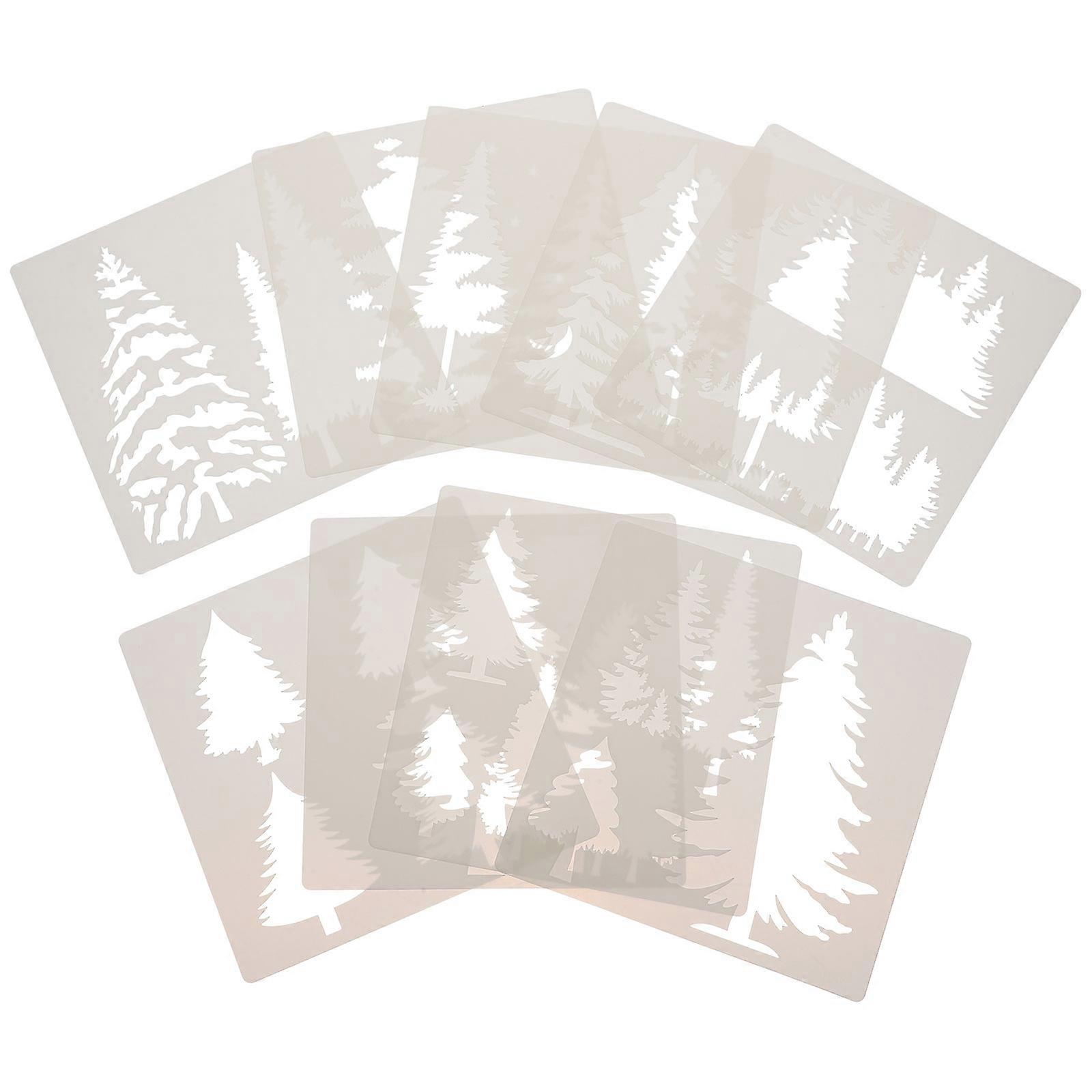 Reusable Christmas Tree Painting Stencils Ideal For Kids And Adults Crafting White Color Designs Perfect For Festive Occasions