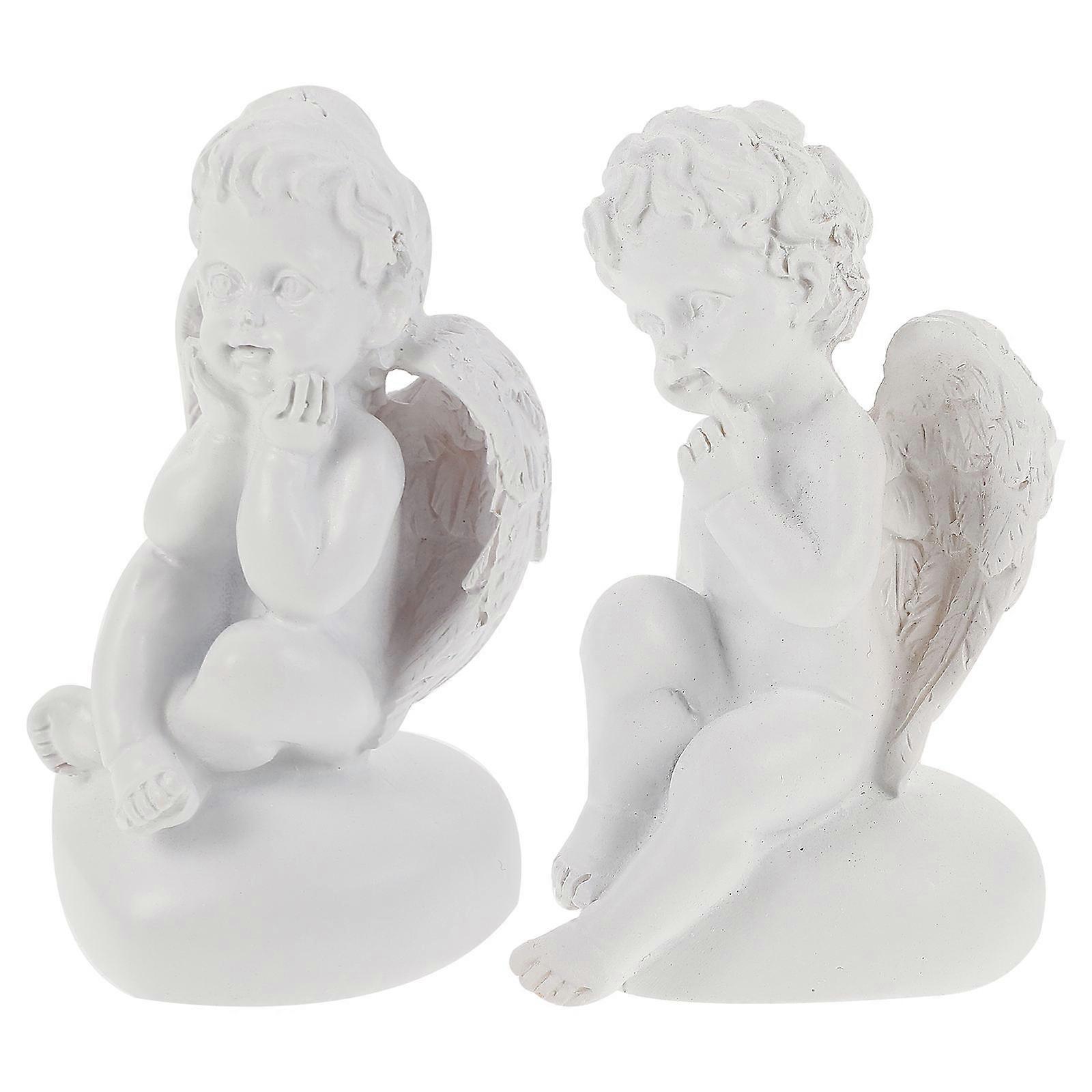 Resin Statues Table Decor 2Pcs Classic Simple And Generous Angel Ornaments Suitable For Children And Homeowners