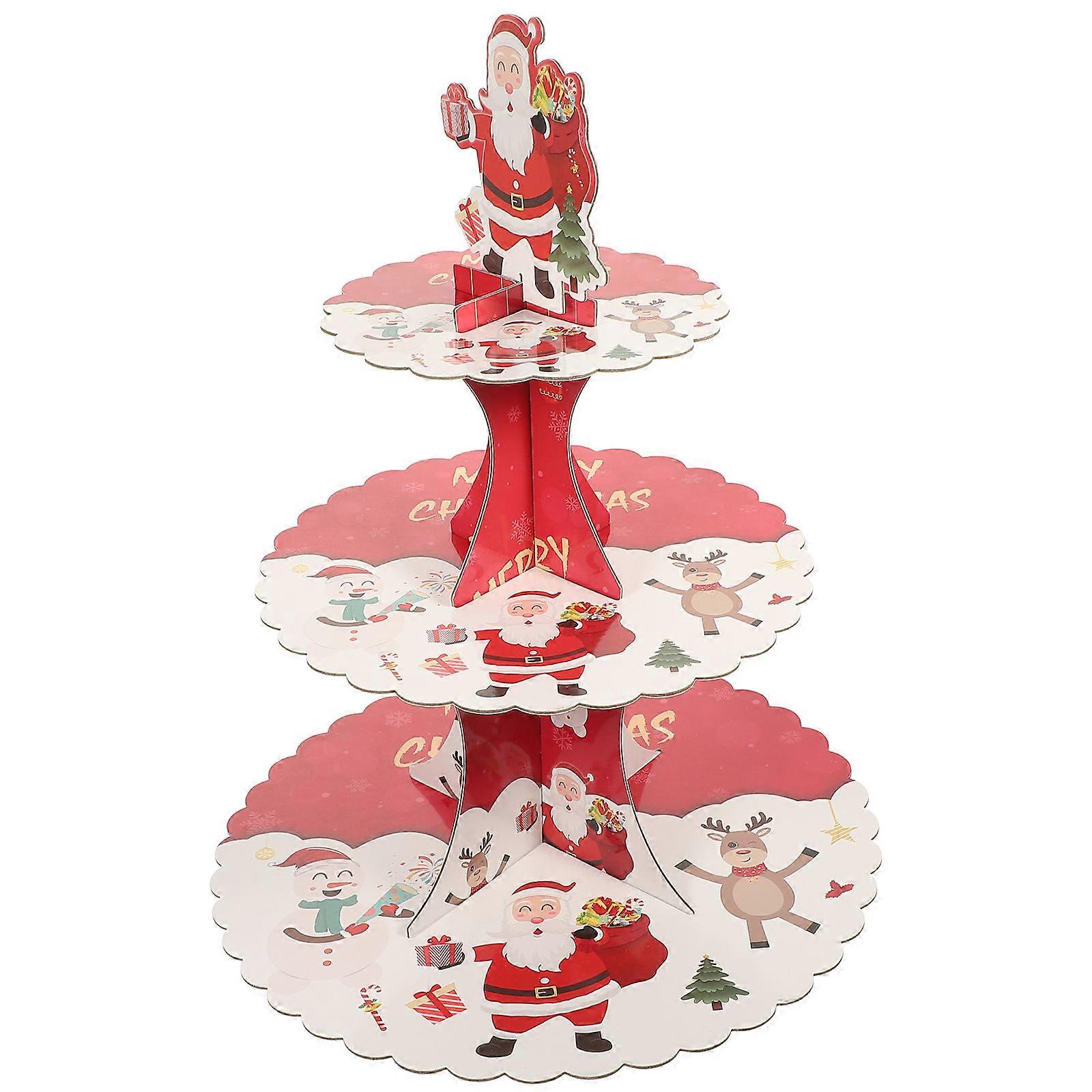 Tiered Cake Stand Paper Cupcake Holder For Christmas Party Elegant Design Multi Color 1Pack