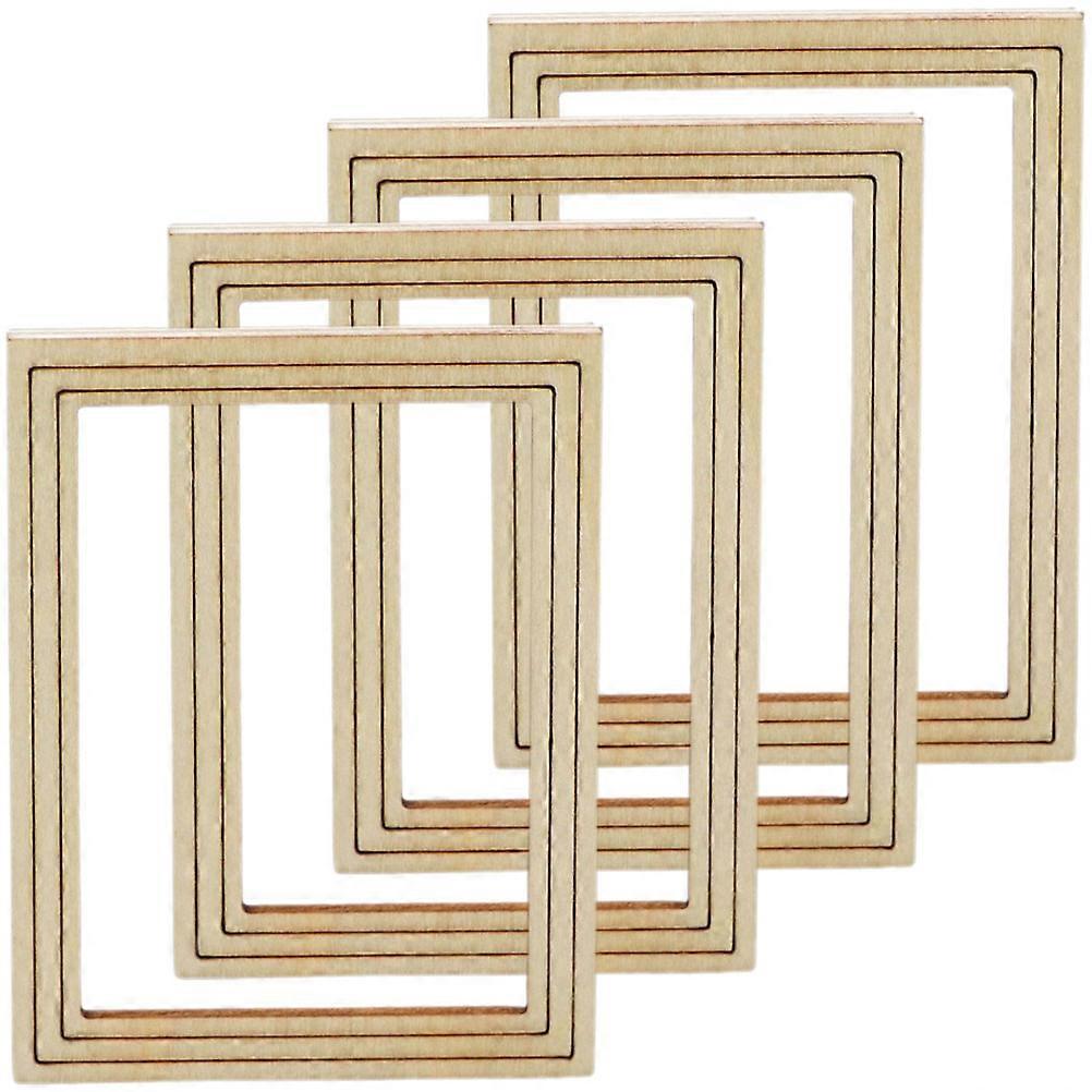 Beige Mini Photo Frame for Decor Durable Plastic Craftsmanship 4PCS 1/12 Size