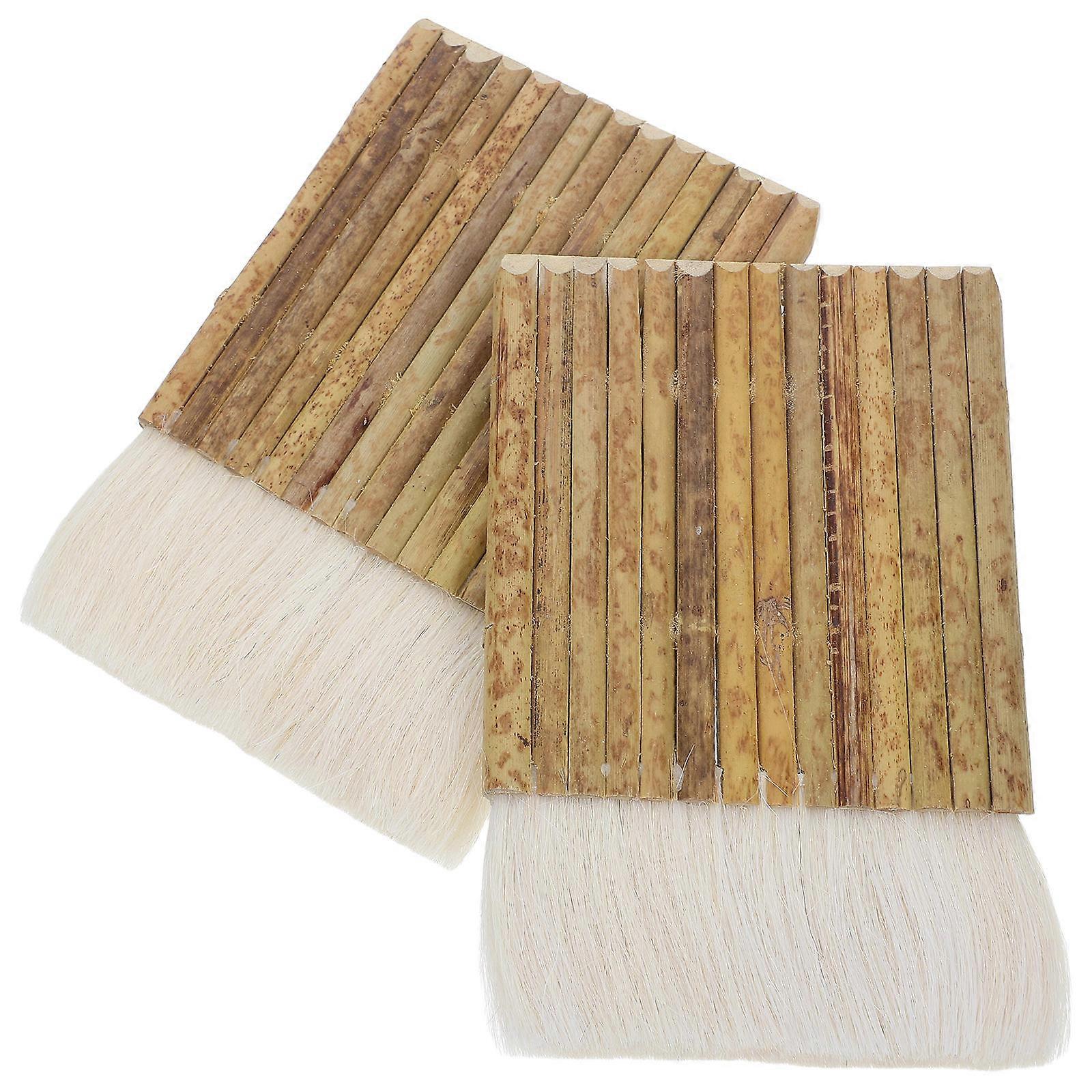 Soft Bristle Bamboo Paddle Brushes with Ergonomic Handle for Wall Painting, Watercolor, Calligraphy & Detailed Artwork (2pcs)