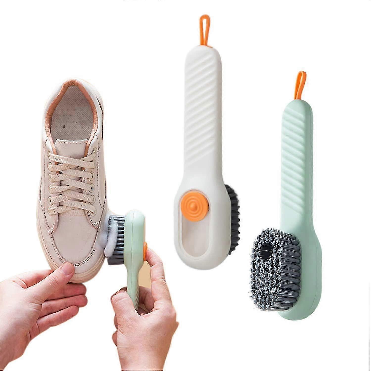 2 PCS Shoes Brush, Cleaning Brush with Liquid Box