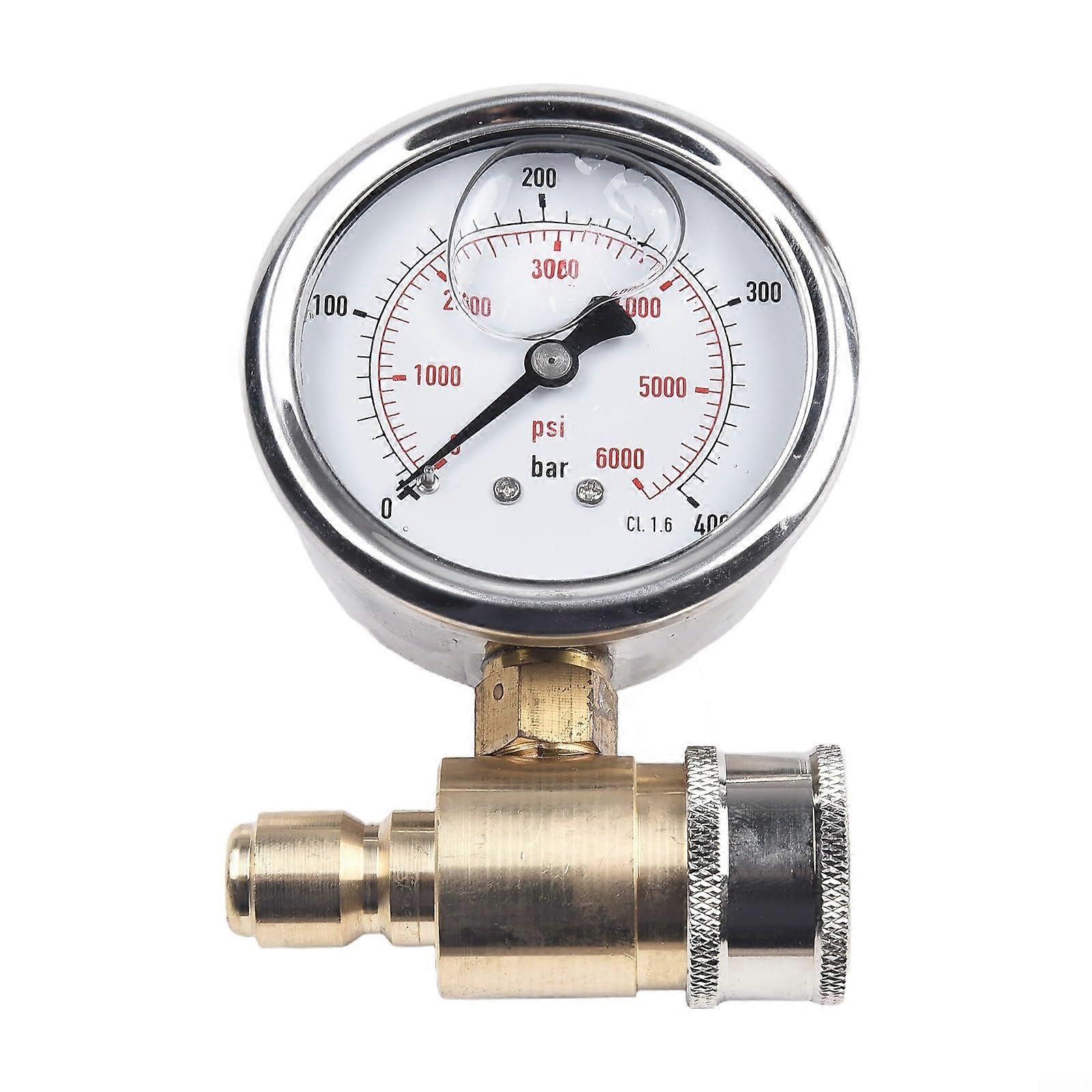 3/8inch quickconnect fitting, impactresistant, 5000 PSI gauge