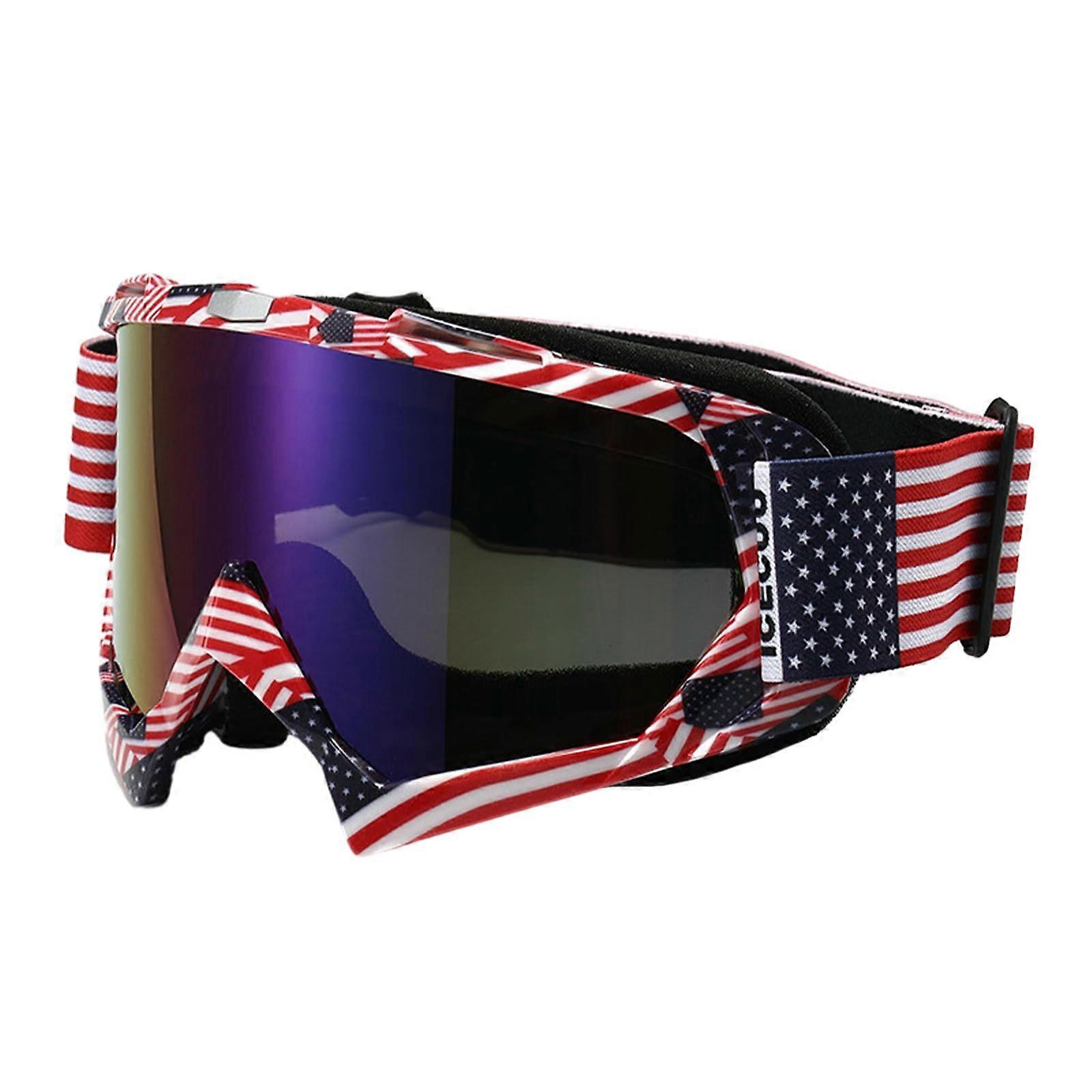 Outdoor Offroad Motorcycle Goggles with National Flag Frame, Colorful Lens, Perfect for Climbing and Adventure Sports