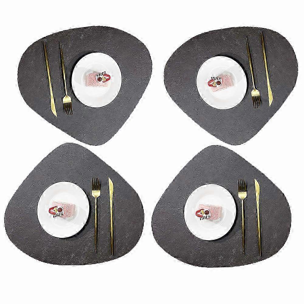 Double-Sided Non-Slip Leather Placemats & Coasters Set - Washable Round Design with Pocket & Lace for Elegant Dining Decor