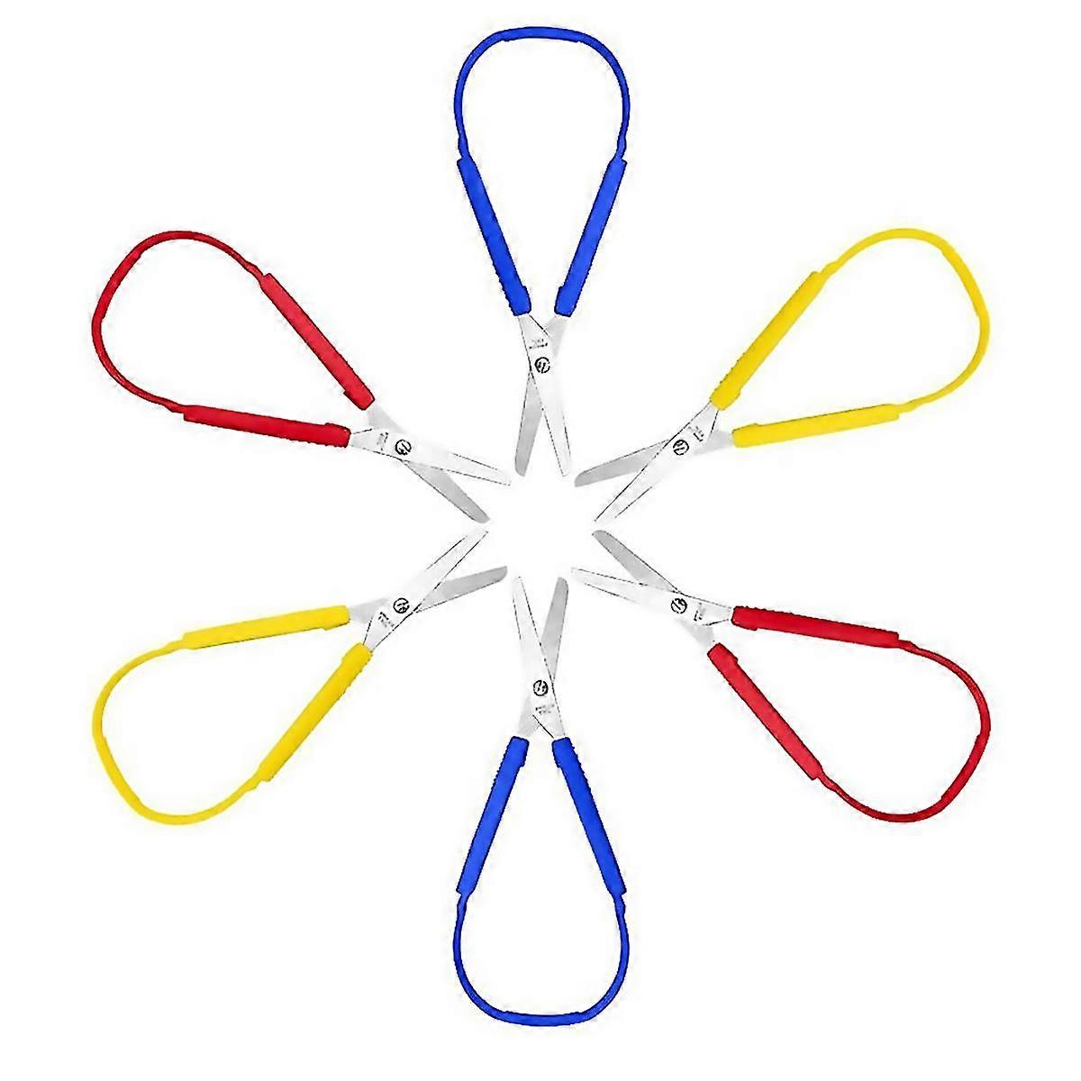 For 6 Pcs Loop Scissors Grip Scissor Colorful
