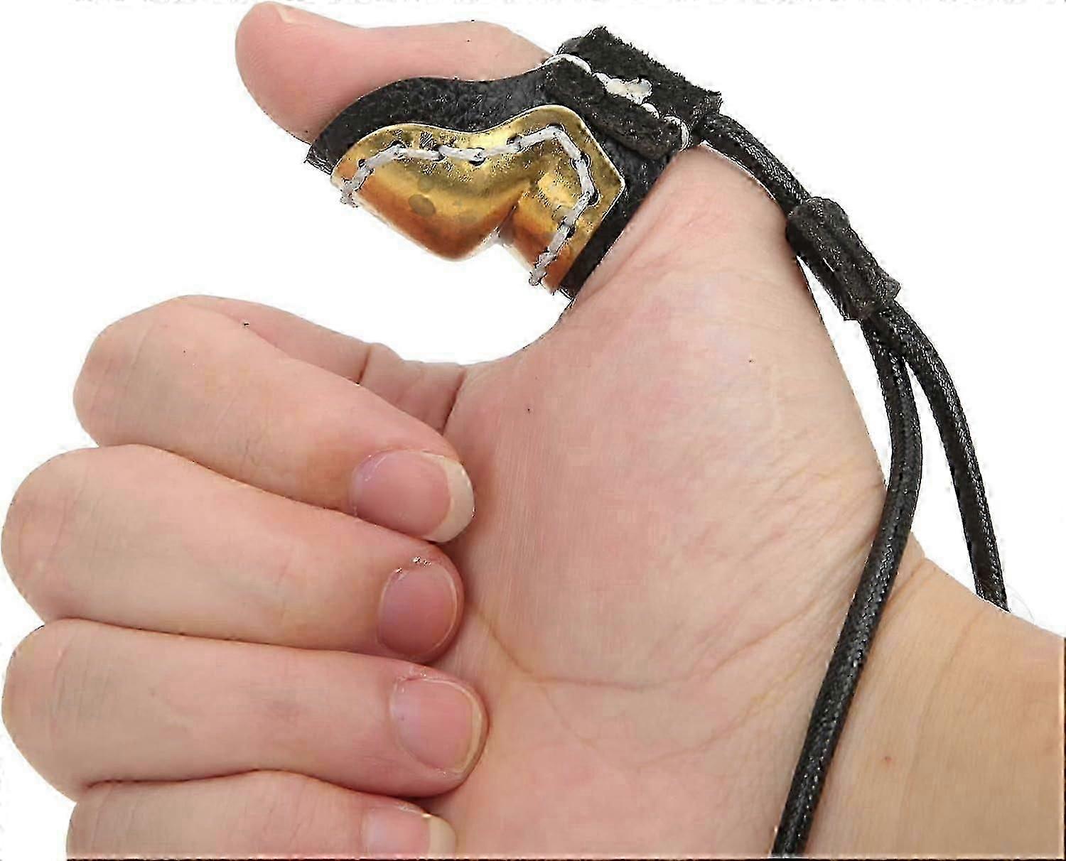 射箭手套狩猎拇指手指保护器,射箭拇指环,黄铜软皮革拇指护罩戒指射箭手指保护器,适用于传统弓