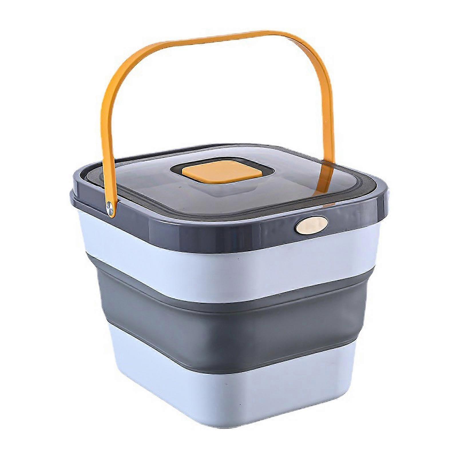 Pet Food Storage Box Airtight Foldable Container with Lid Yellow Mascot Design for Dogs and Cats 25L capacity