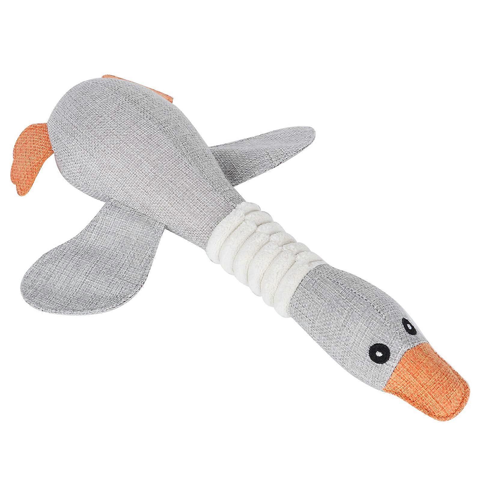 Cute Plush Goose Squeaky Toy for Dogs and Cats - Soft Beige Dental Chew Tug Toy for Small to Medium Breeds