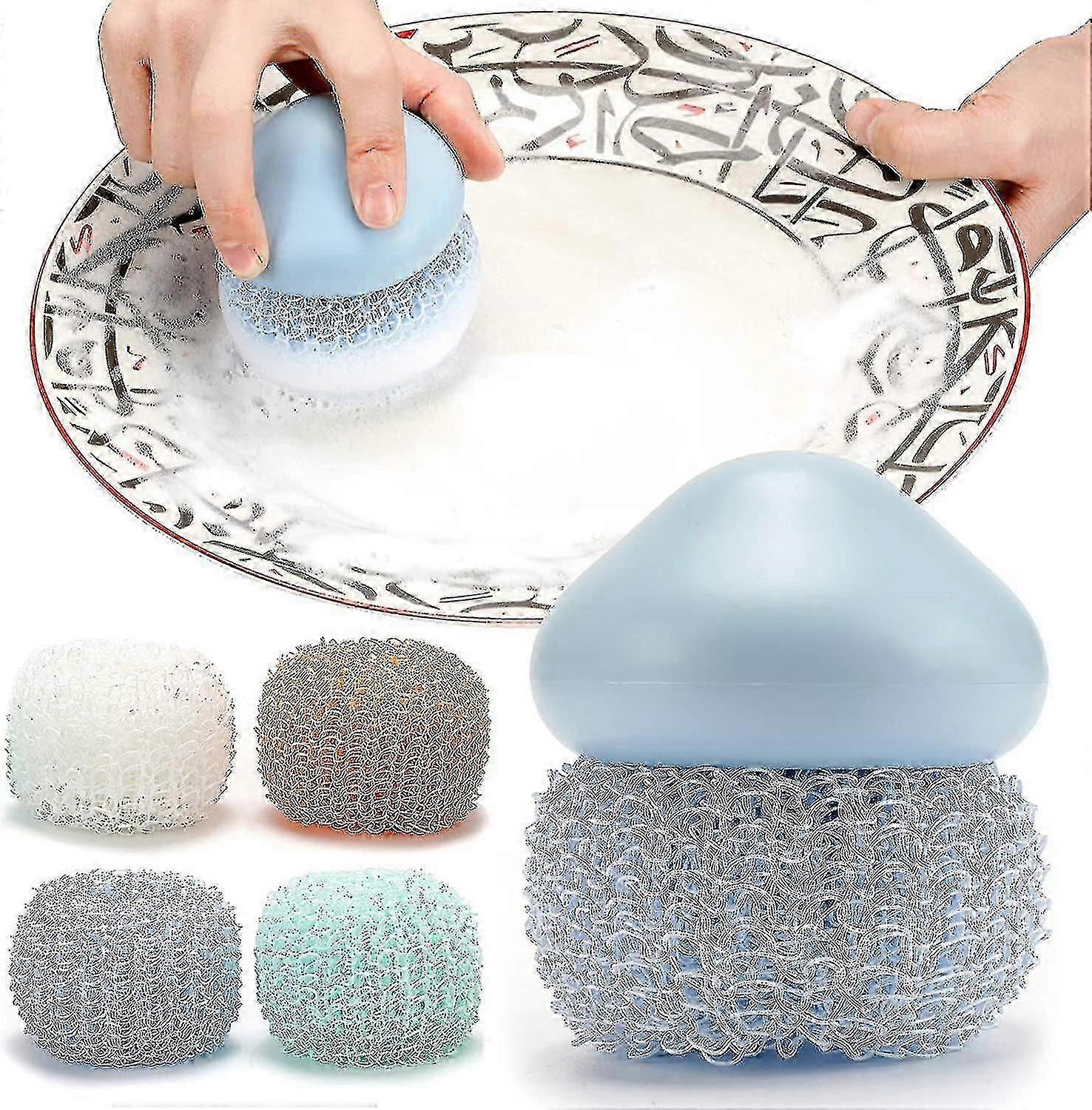 Lavapiatti per impieghi gravosi - Confezione da 5 tamponi in rete di nylon riutilizzabili per la pulizia della cucina