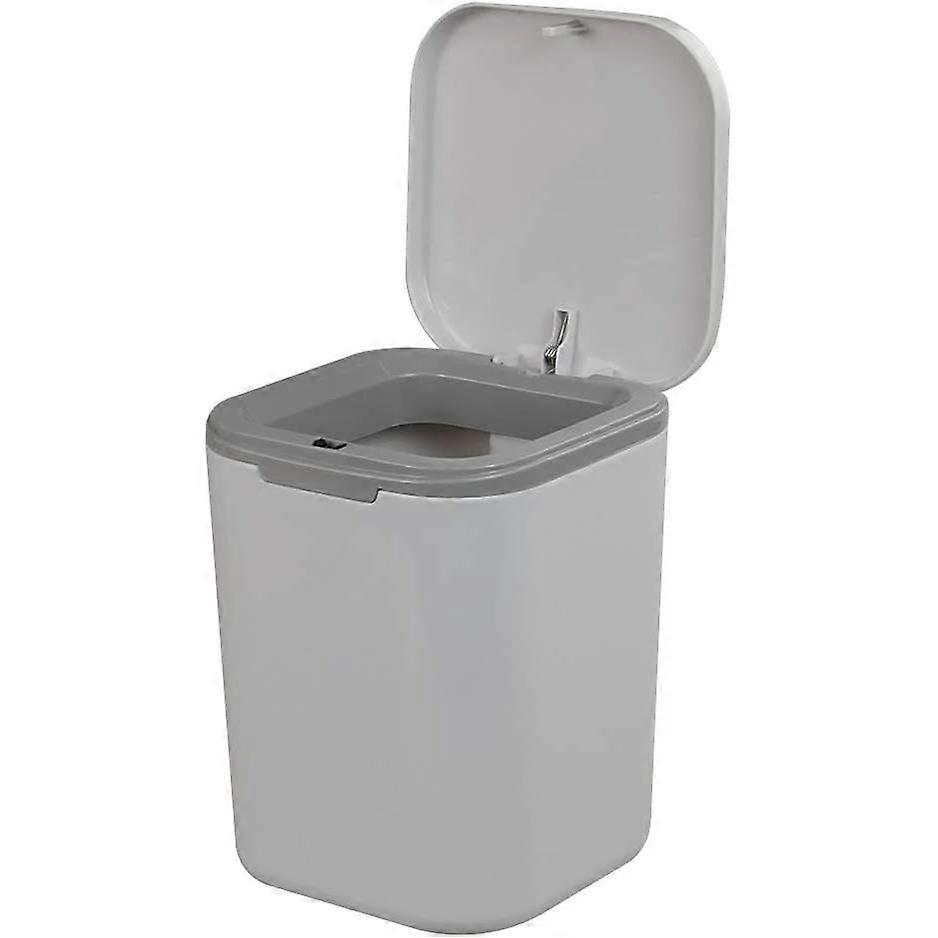 0.5 Gallon Small Countertop Trash Can, Mini Desktop Push Button Trash Can, White