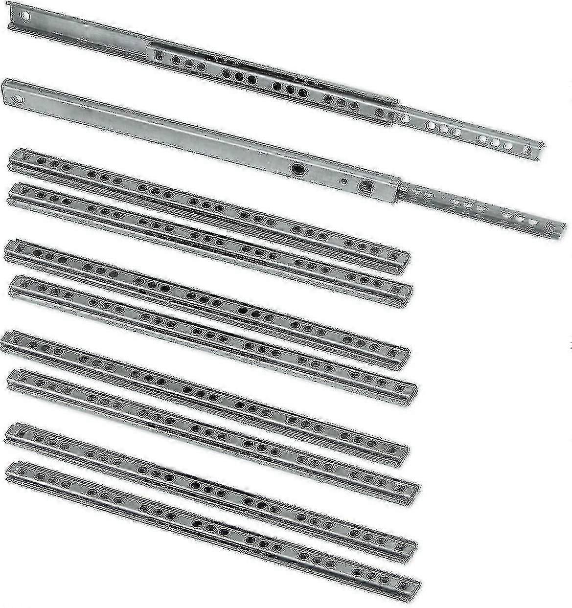 Pack Of 5 Pairs (10 Pieces) Slides/ball Slides Extract Part 17mm X 278mm For Drawer, Zinc Plated