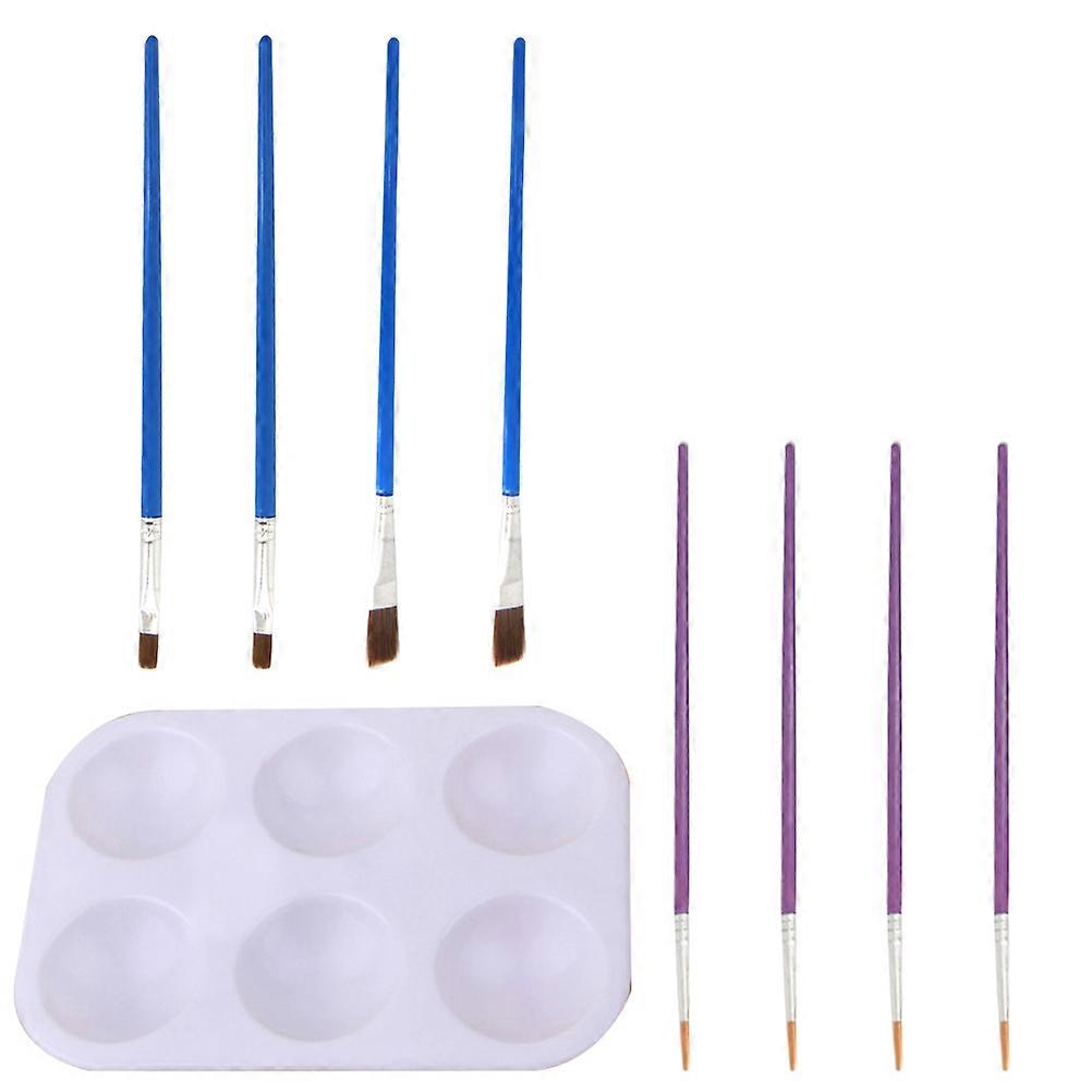 Model Paint Brushes Building Model Coloring Kit for Beginners Assorted Color Plastic Nylon 9Pcs