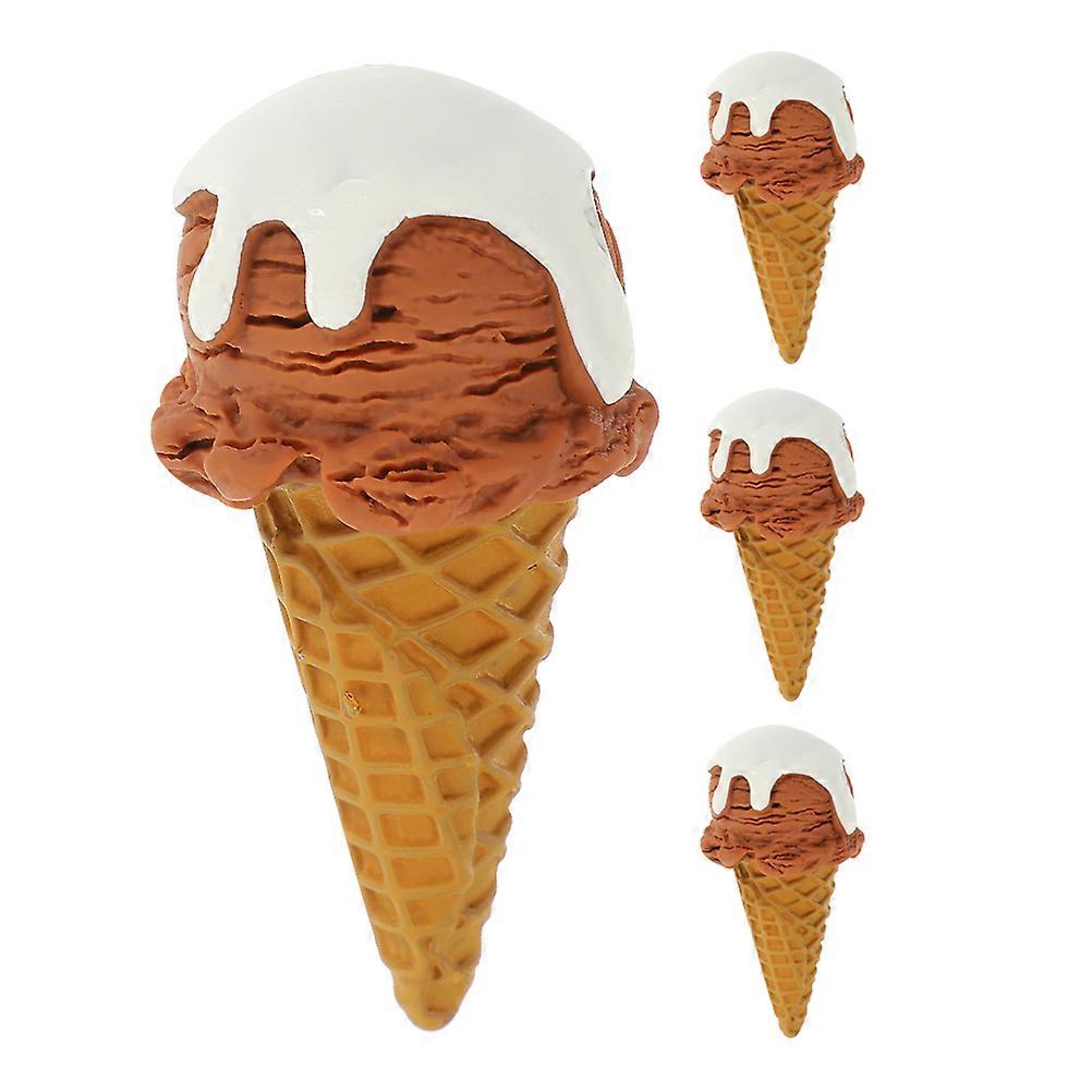 Realistic Ice Cream Cone Decoration for Dessert Shop Display Party Decor Artificial Models Resin Multi 4 Pcs