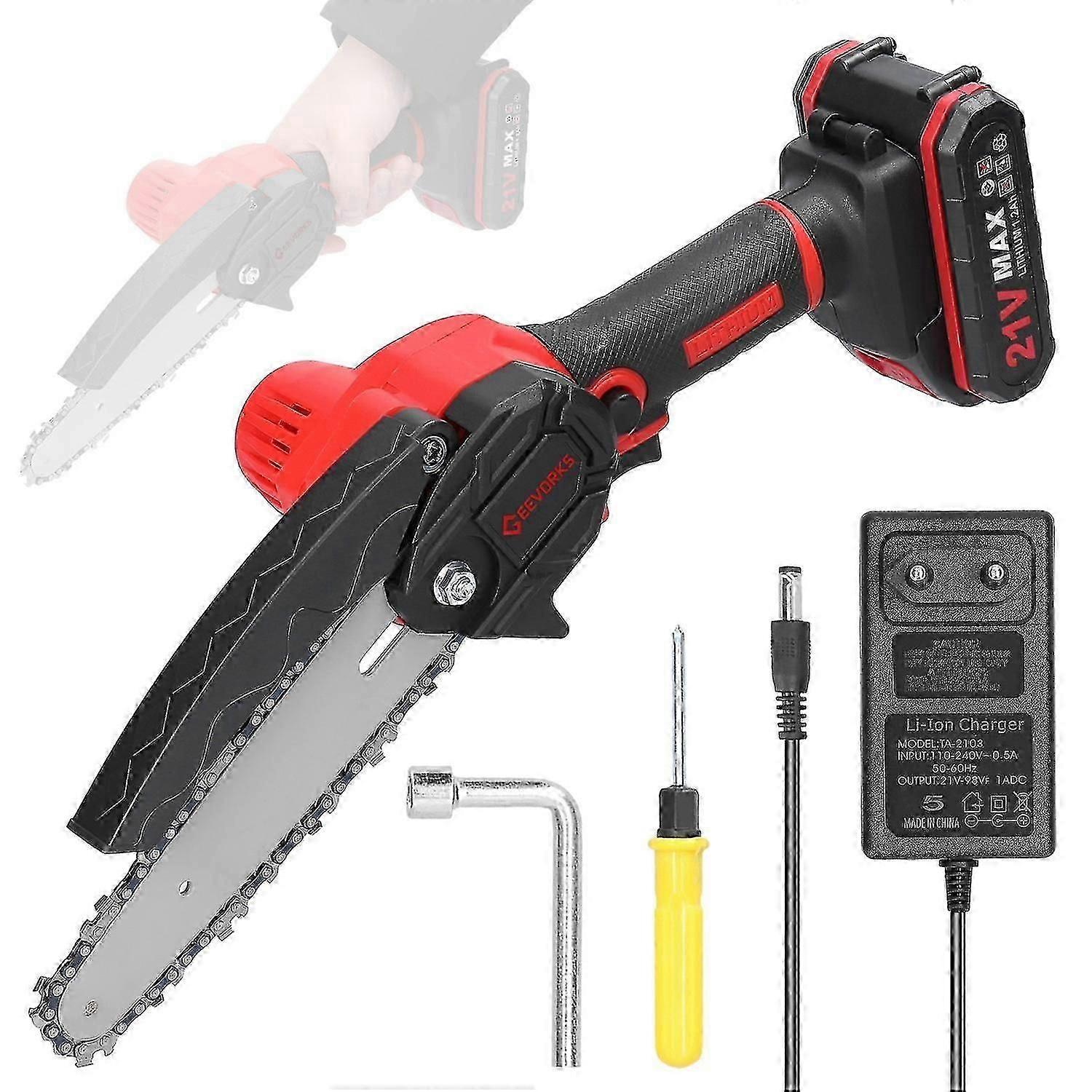 21V 6inch Portable Electric Pruning Saws Small Wood Splitting Chainsaw Brush Motor One-handed Woodwo