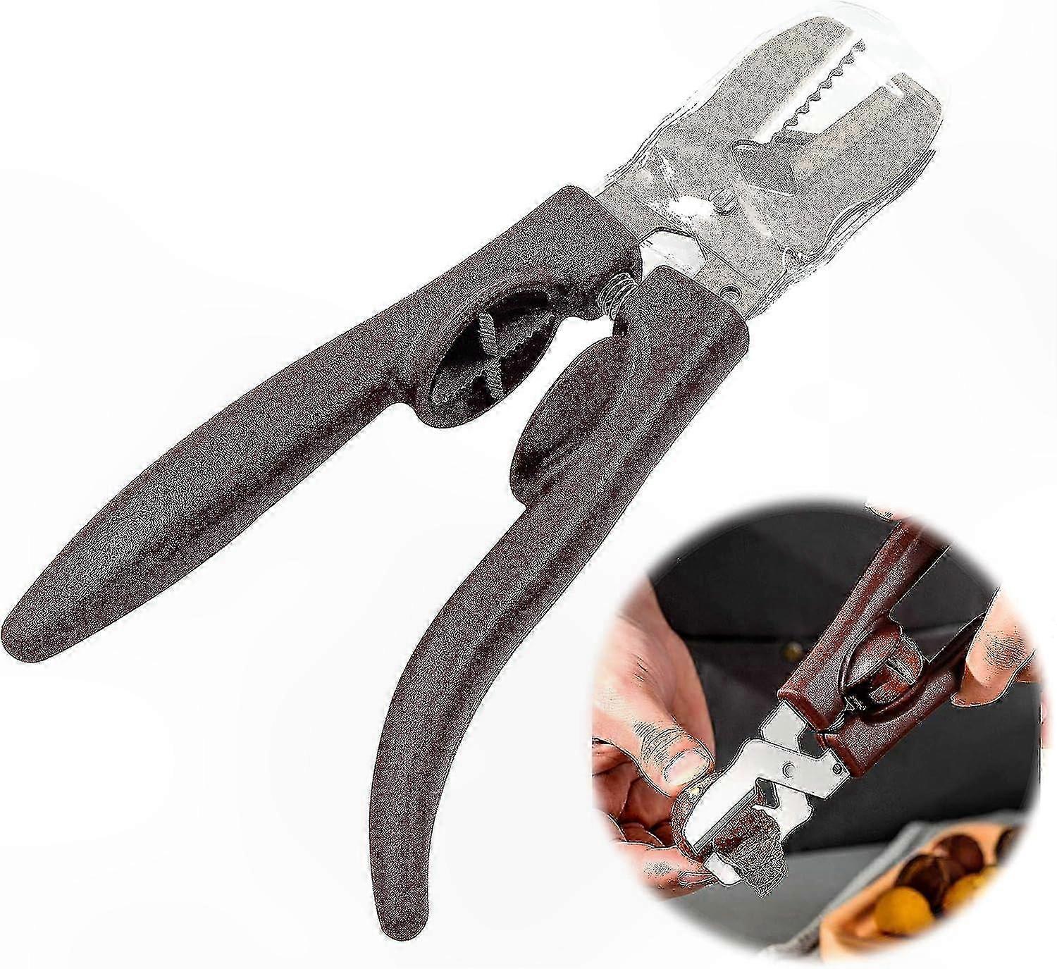 Durable Stainless Steel Nutcracker for Chestnuts, Hazelnuts, Pecans, and Almonds - Ergonomic Cross-Opening Design