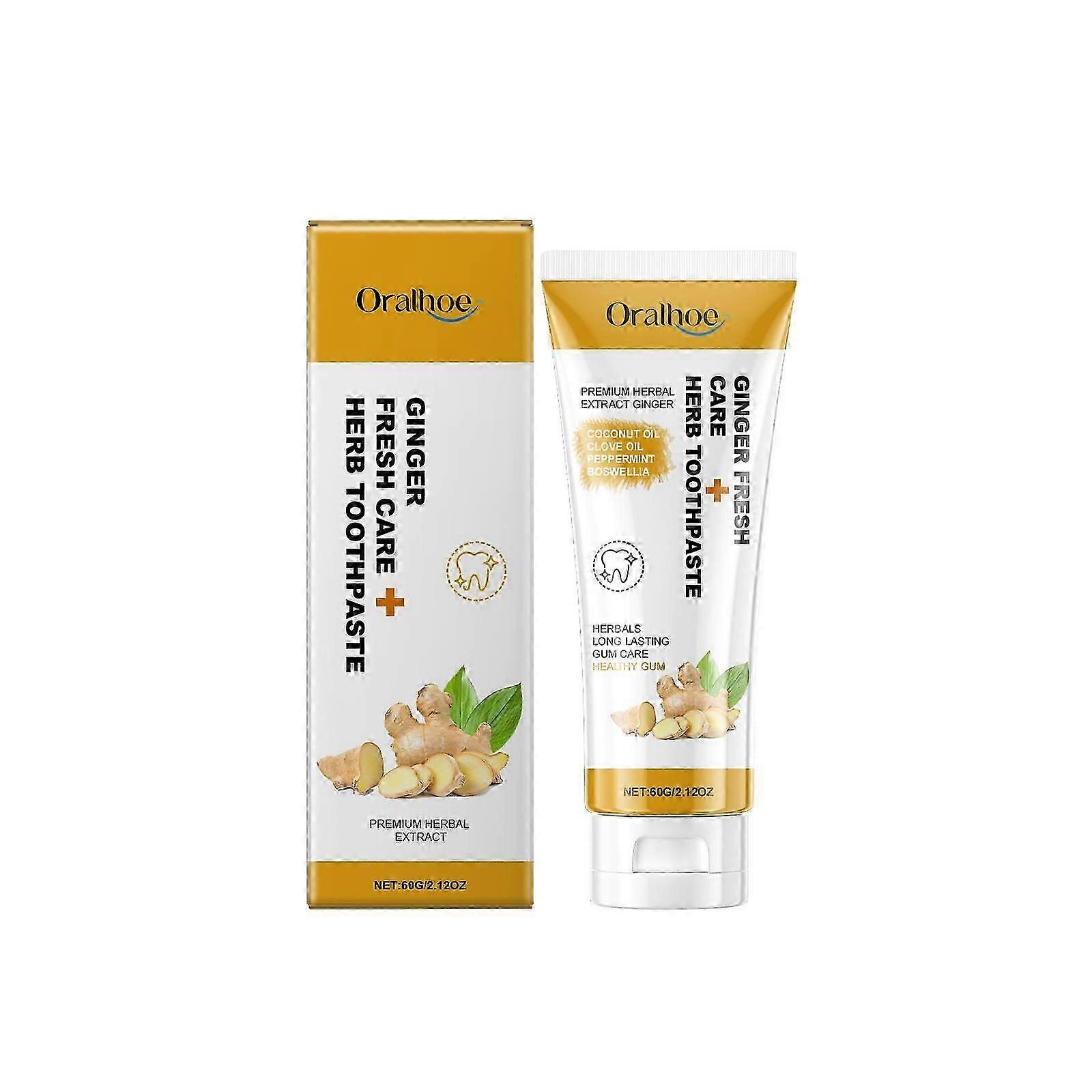 Ginger Brightening Toothpaste - Whiten Teeth, Freshen Breath, Gentle on Gums, 60g