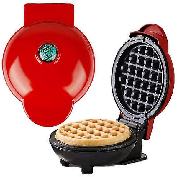 Circular Mini Red Waffle Maker for Cake Baker