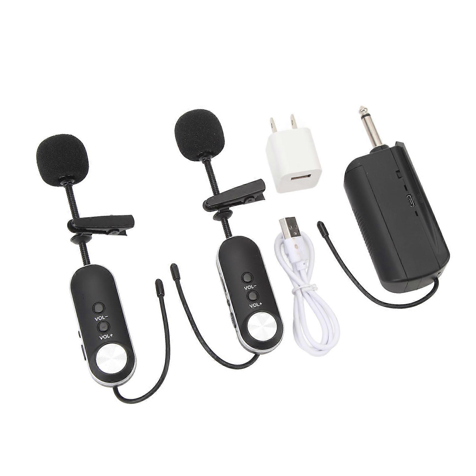 Wireless Lavalier Microphone Omnidirectional Clip-On Mic 400mAh Battery