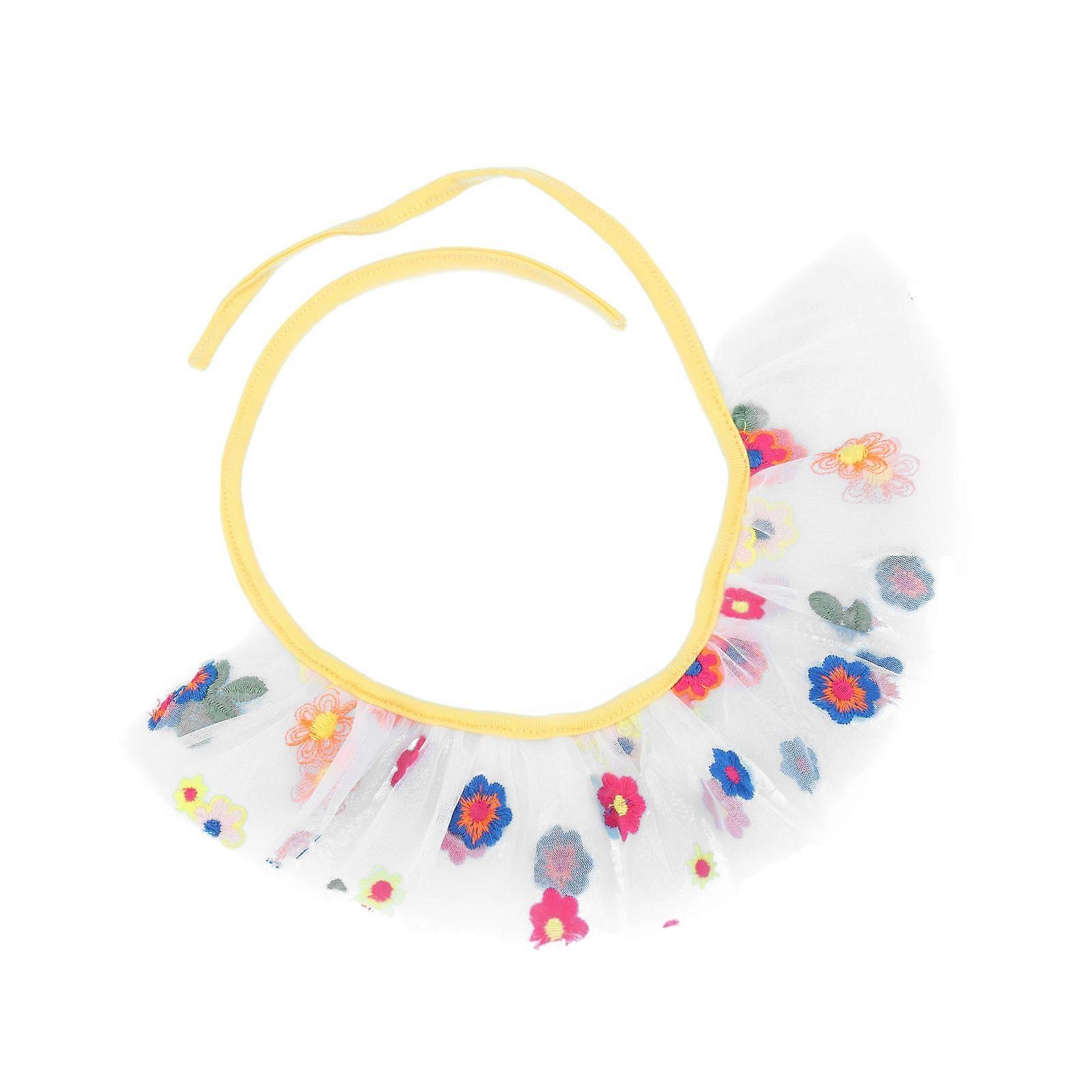 Dog Embroidered Collar Bib Pet Scarf Party Accessory Yellow Woolen Thread Saliva Absorption 1Set