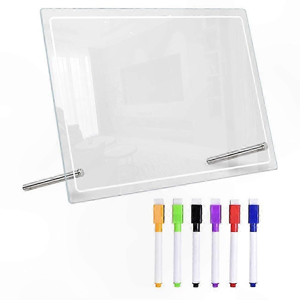 Frameless Transparent Note Board with Pen for Restaurant and Hotel Use 30x20cm Writing Tool Set