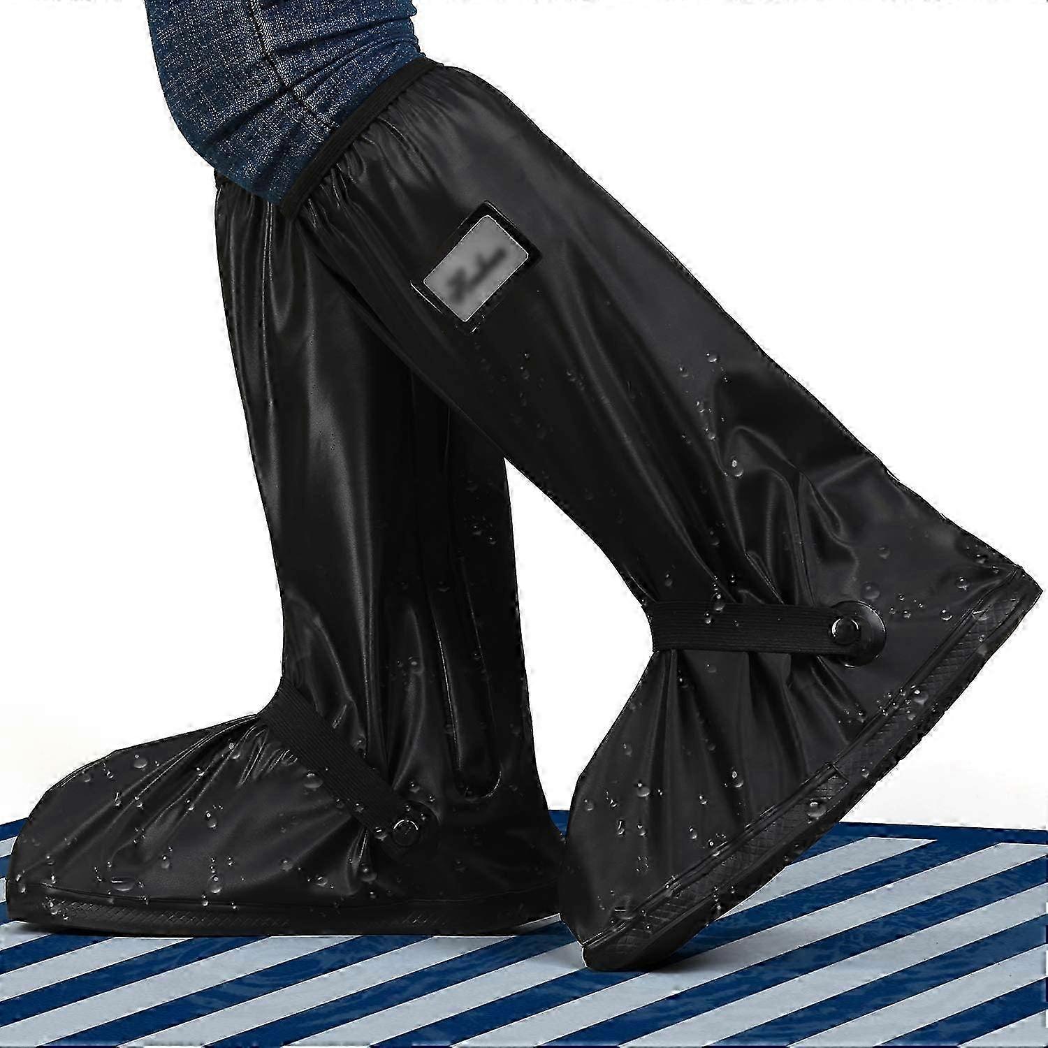 Waterproof Rain Boot Cover With Reflector Anti-Slip PVC Rain Boot Cover With Zipper - L