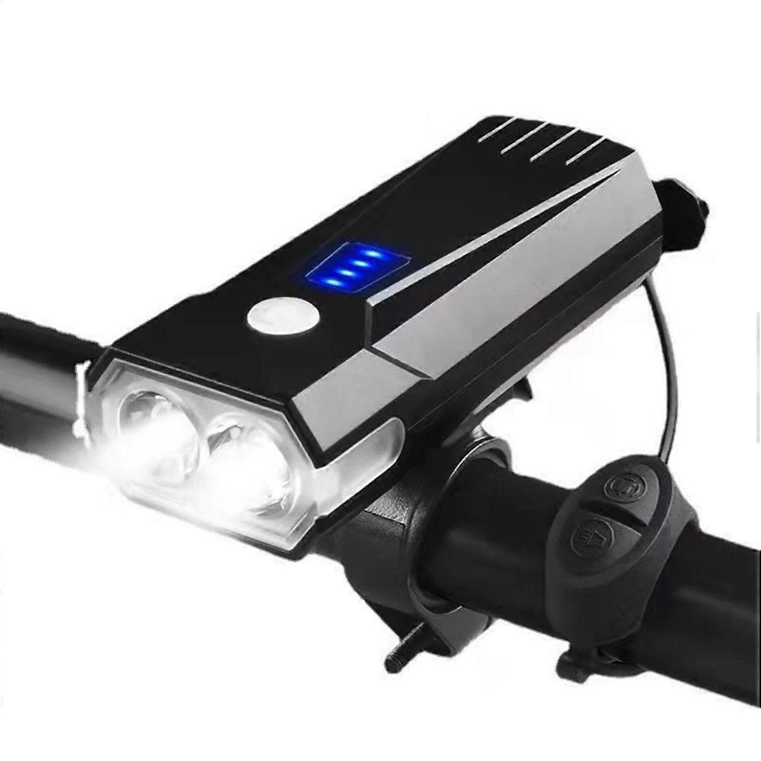 Bicycle Lights - Rechargeable Flashlight with LED Display - Bicycle Lights, Night Accessories with 5 Modes for Camping, Hiking(Black)