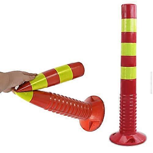 Traffic Bollards Delineator Post 2 Pack Flexible Plastic Post Pop Up Reflective Cone for Crowd Control Red and Yellow