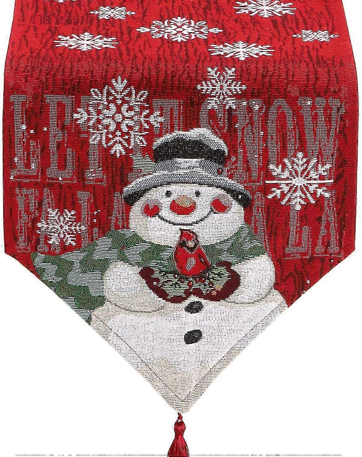 Feuille Christmas Table Runner for Dining Room - Holiday Table Runners with Cardinal Snowflake Snowman Theme