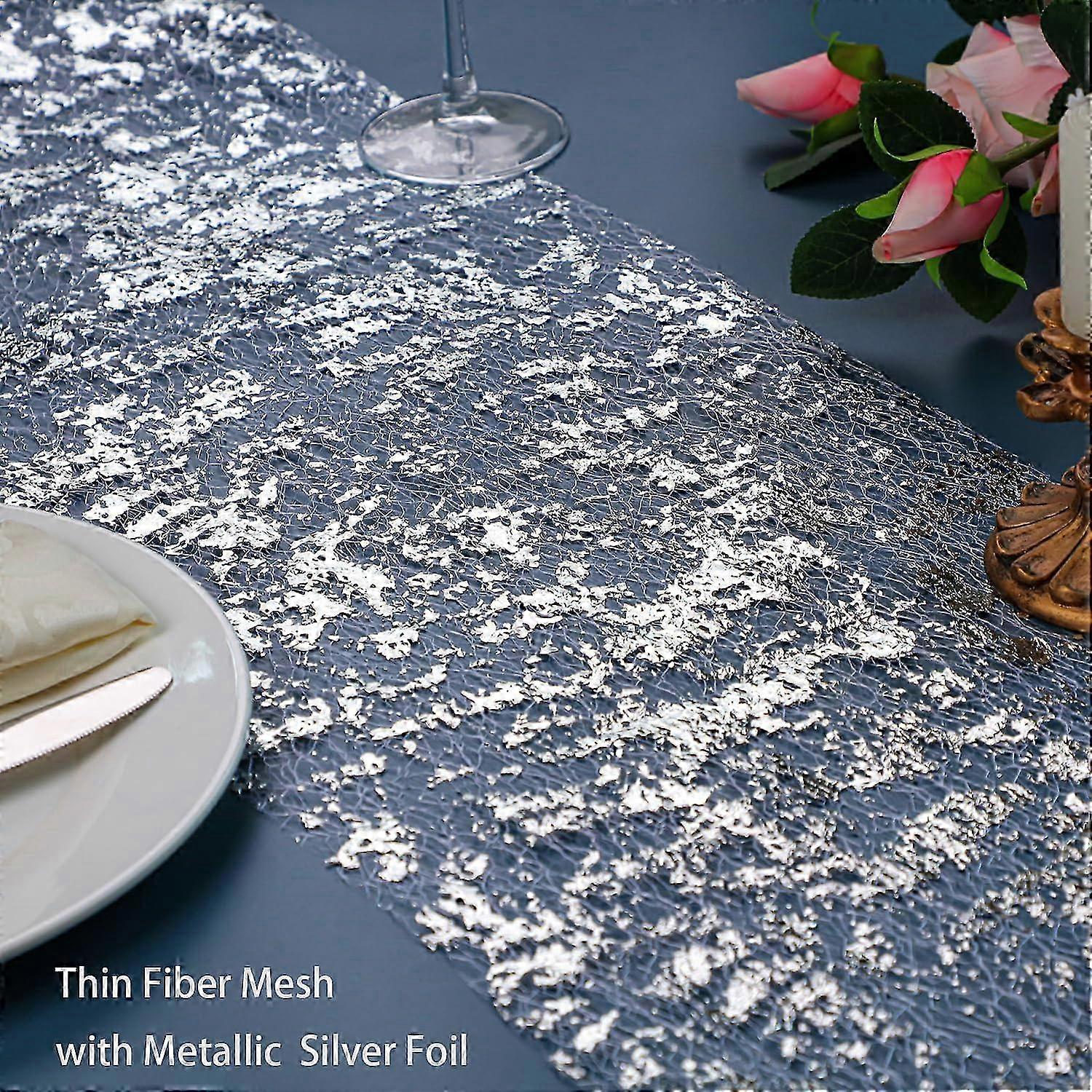 Gilded Table Runner Luxury Party Mesh Decoration - Gold edge design, suitable for celebrations or special occasions to enhance the overall atmosphere.