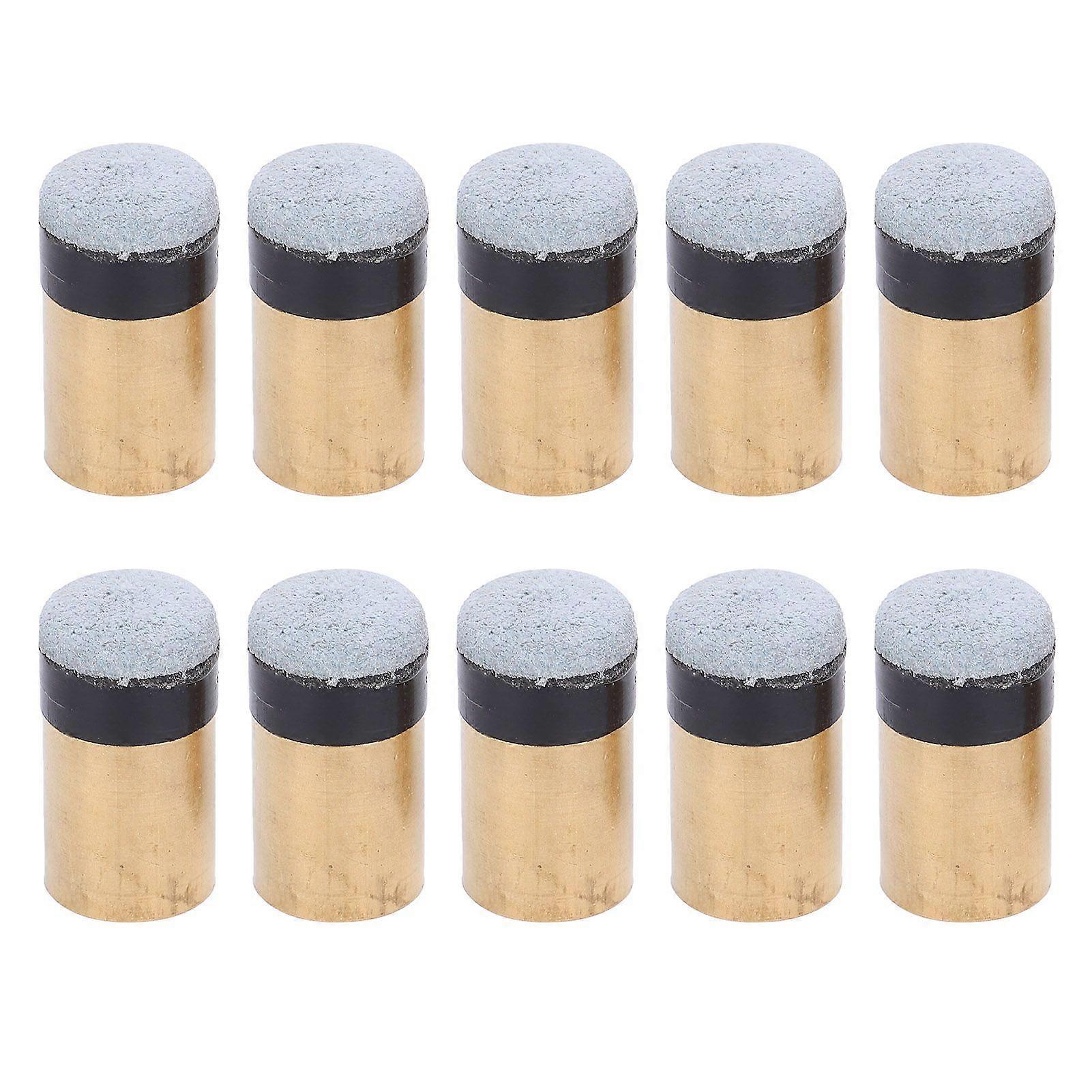 10pcs Billiards Snooker Pool Cue Pole Tip Replacement Parts Screwon Copper PU Leather(11MM )