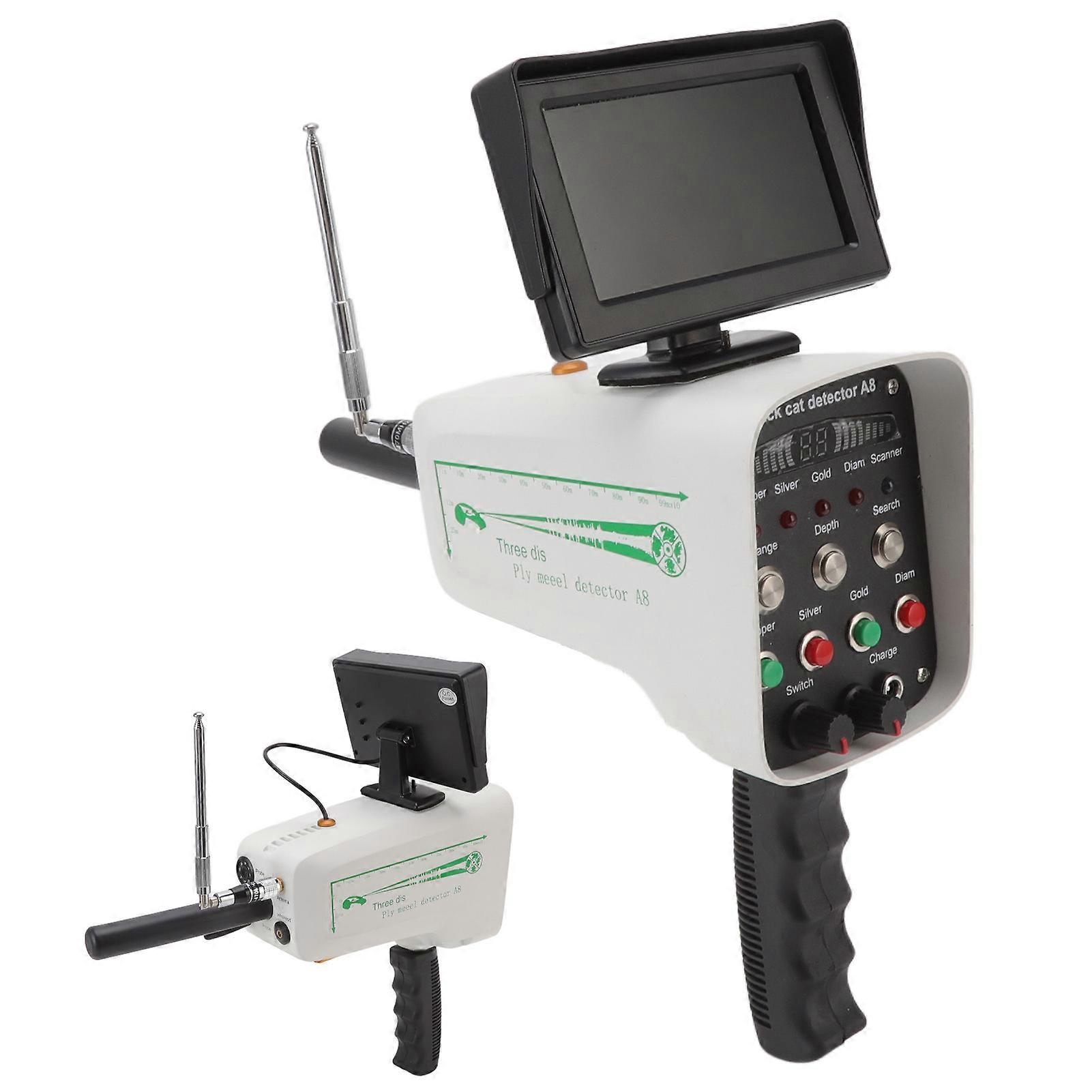 A8 Metal Detector 30m Depth 1000m Range White with Display US Plug