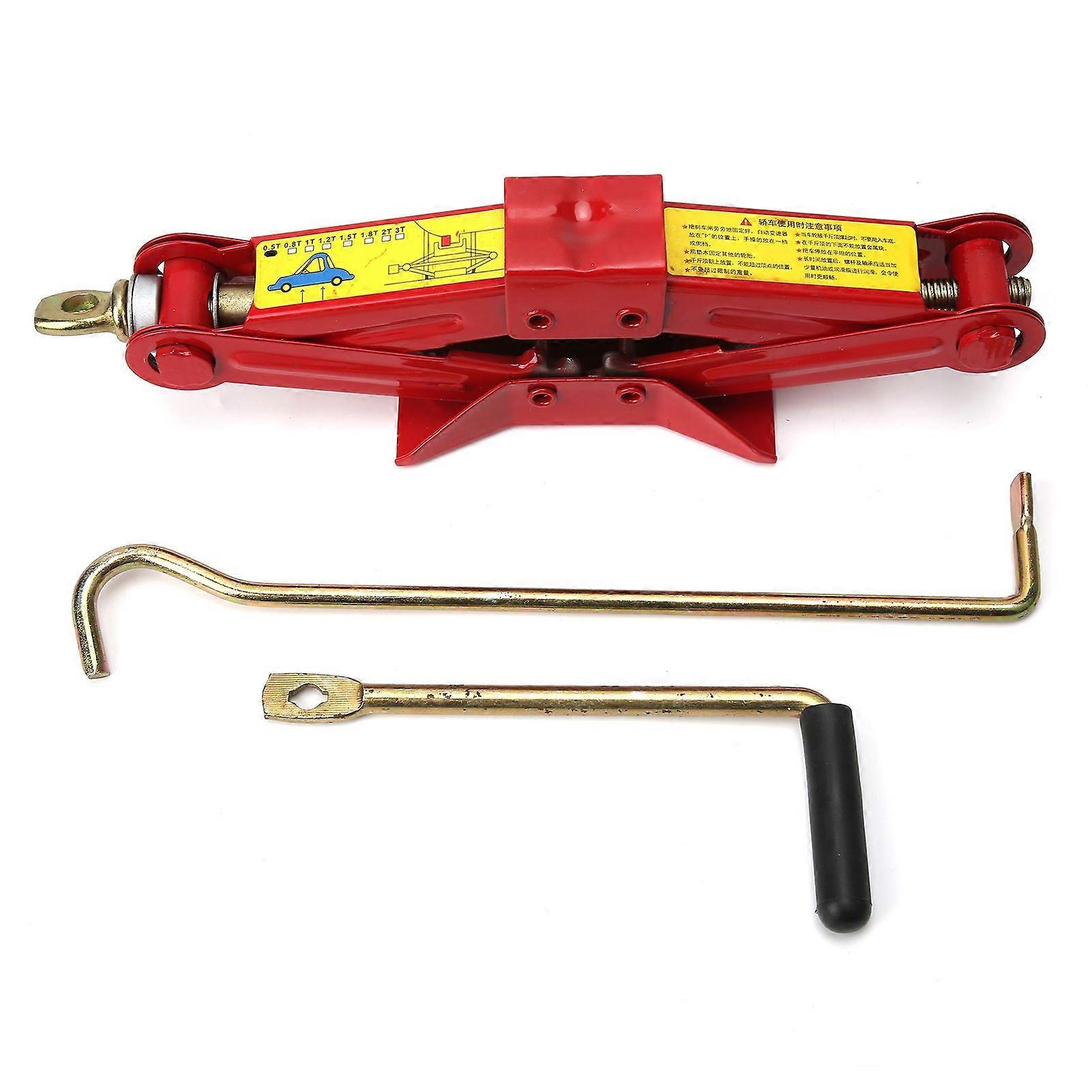 Scissor Jack Professional Car Trunk Tire Iron Handle Lifting Tool Red for Outdoors0.5T