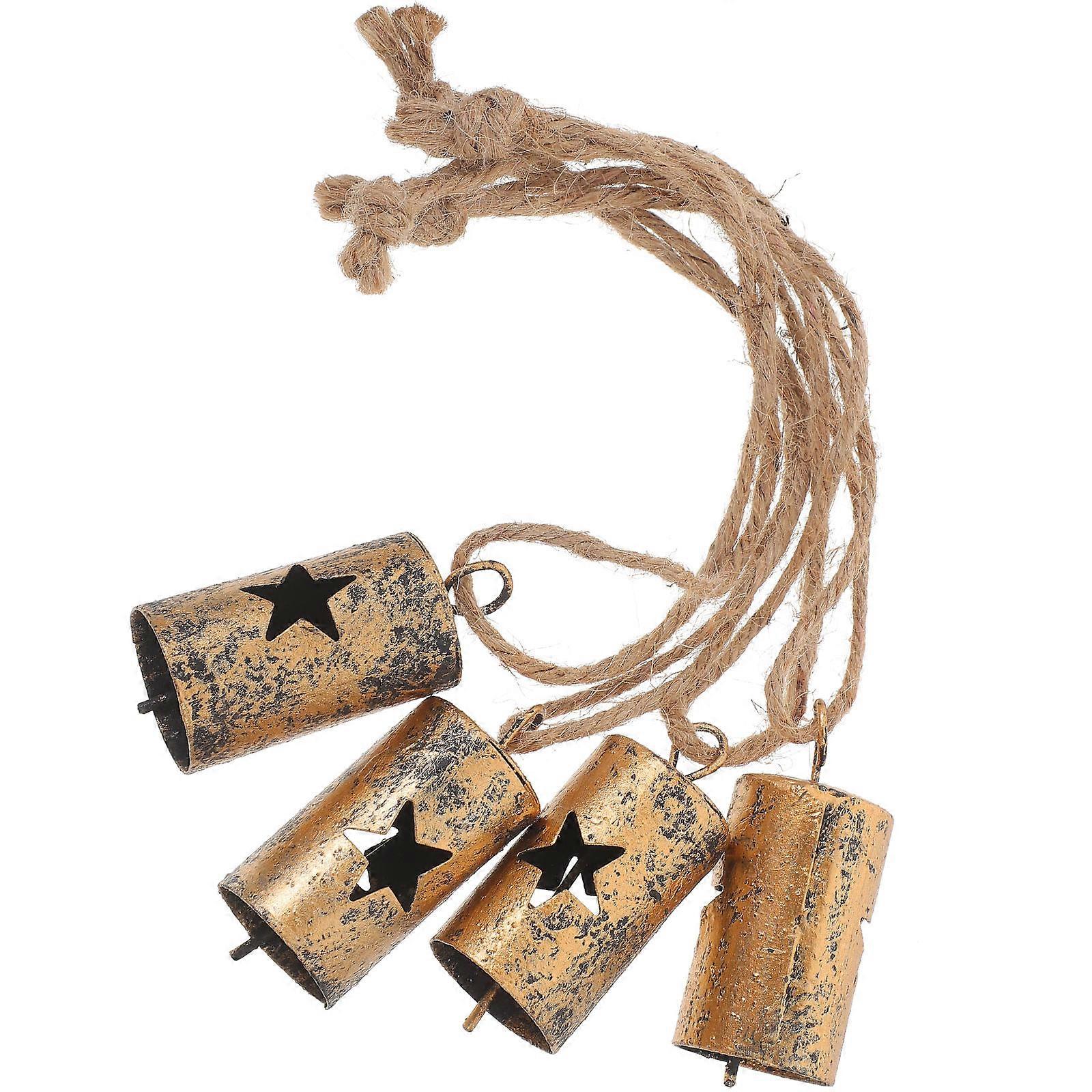 Vintage Cowbell Hanging Ornament for Decoration 4Pcs Mini Bells Made of Iron